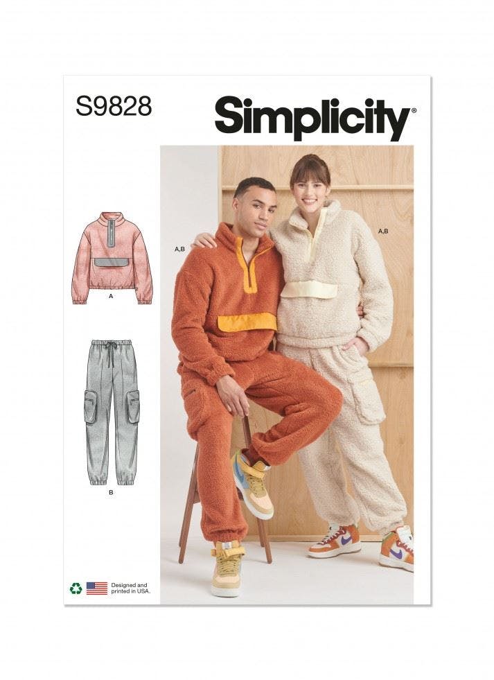 Simplicity Women's Sewing Pattern 9828, Sweaters, Tops, Trousers, Sportswear For A (Xs-S-M-L-Xl-Xxl) - Intermediate - A (Xs-S-M-L-Xl-Xxl)