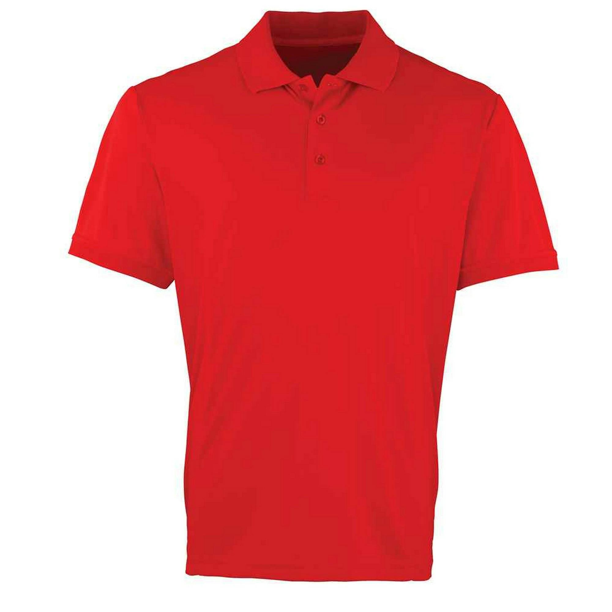 Premier (S, Red) Mens Coolchecker Pique Polo Shirt - Image 3