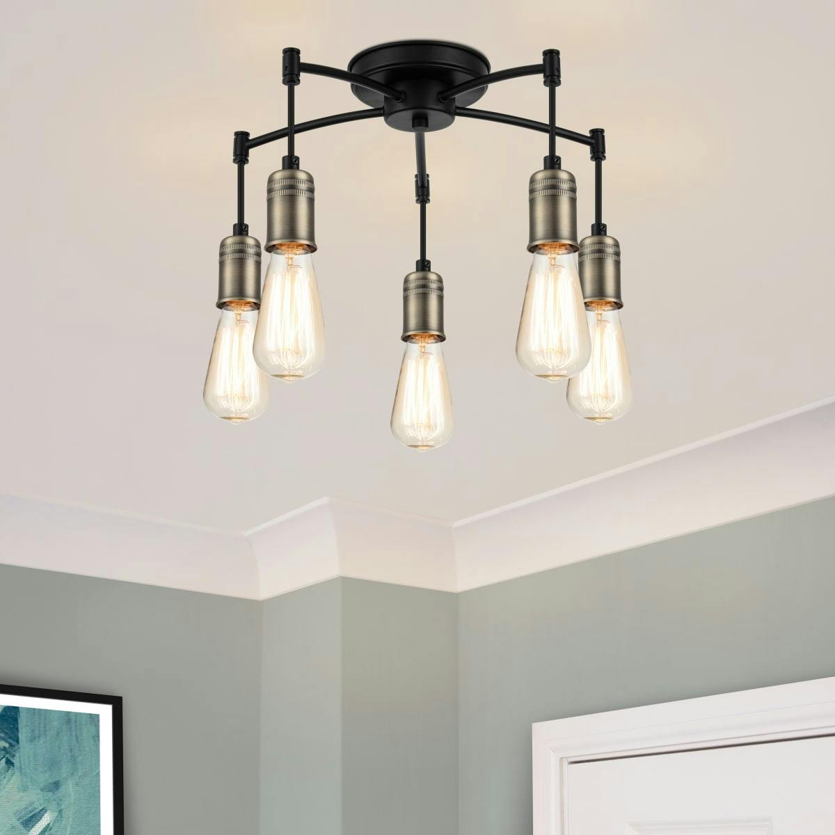 Rackhams Light Linton 5 Ceiling - Antique Brass - Antique Brass