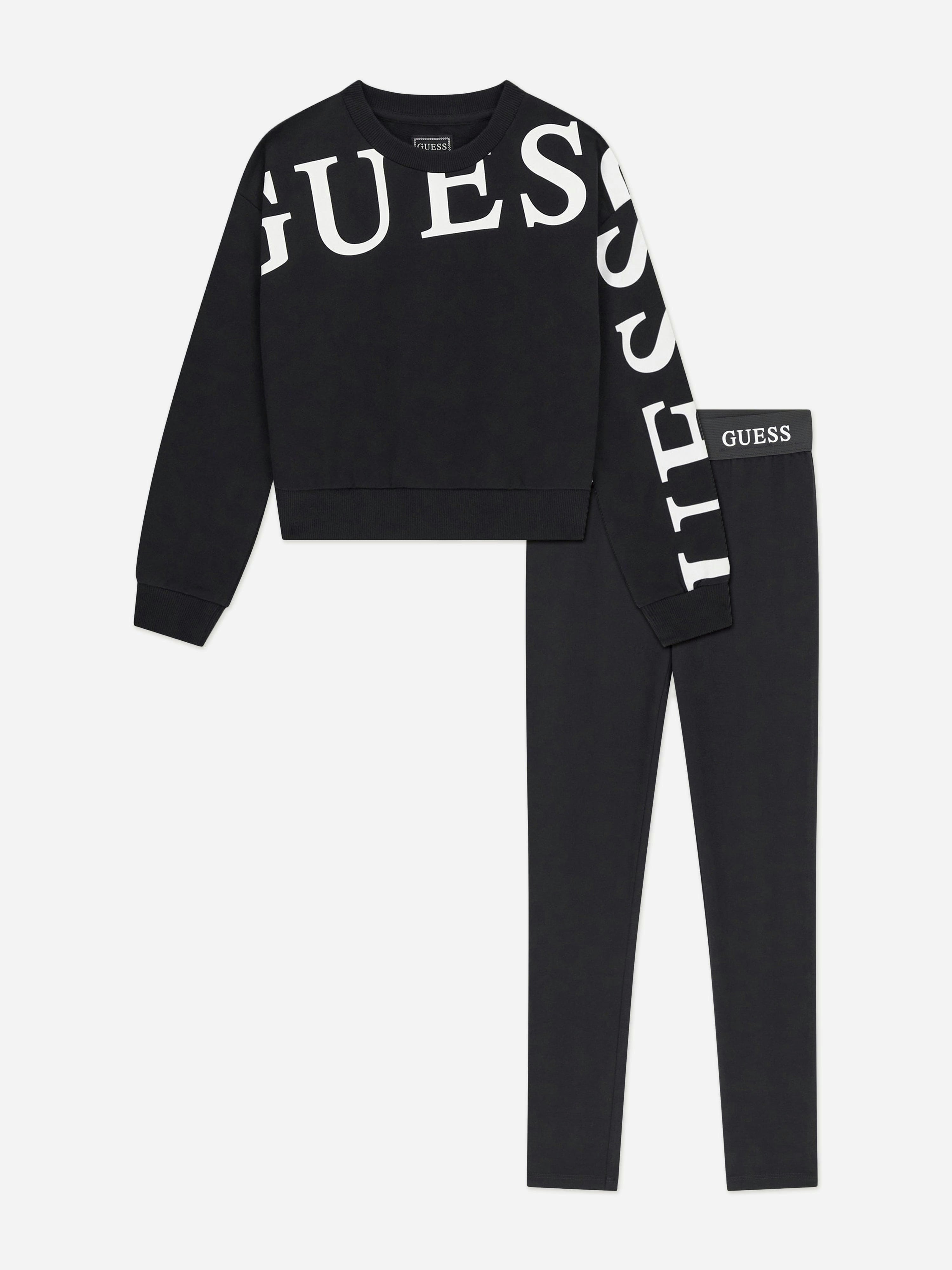Guess Girls Black Logo Leggings Set In - 7 Yrs