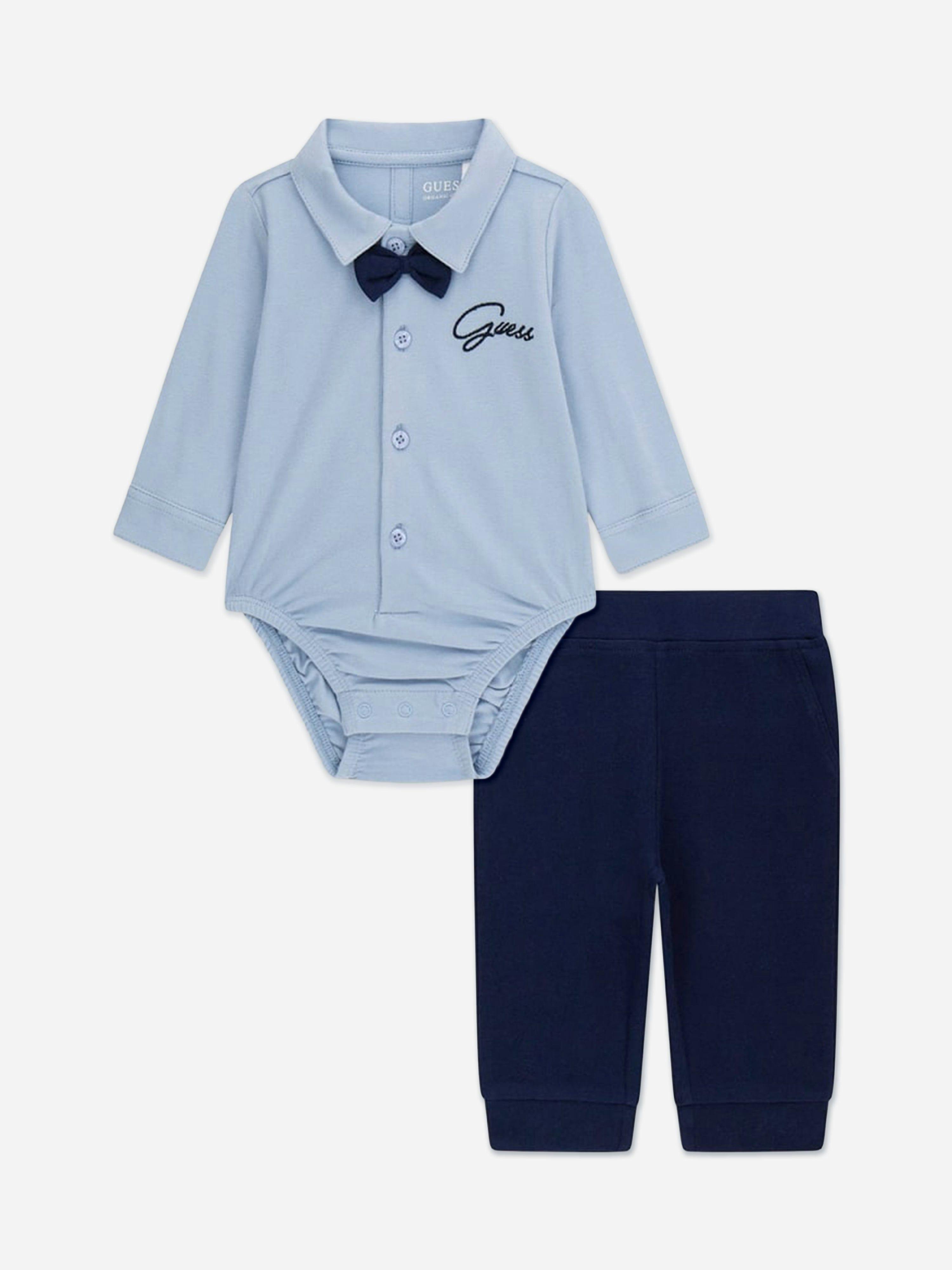 Guess Men's Blue Baby Boys Bodysuit And Pants Set In - 6 - 9 Mths