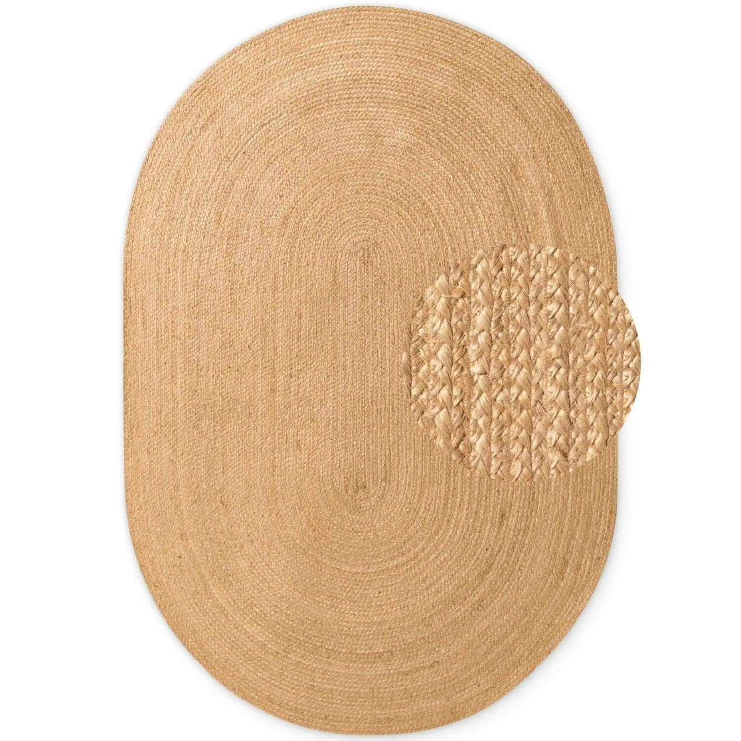 Rackhams Gold Braided Jute Rug Oval Rangpur Natural - 160X230 Cm
