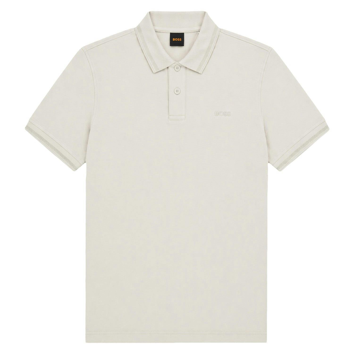 Boss Grey/Beige Pe Interlock Relaxed Fit Polo - X-Large