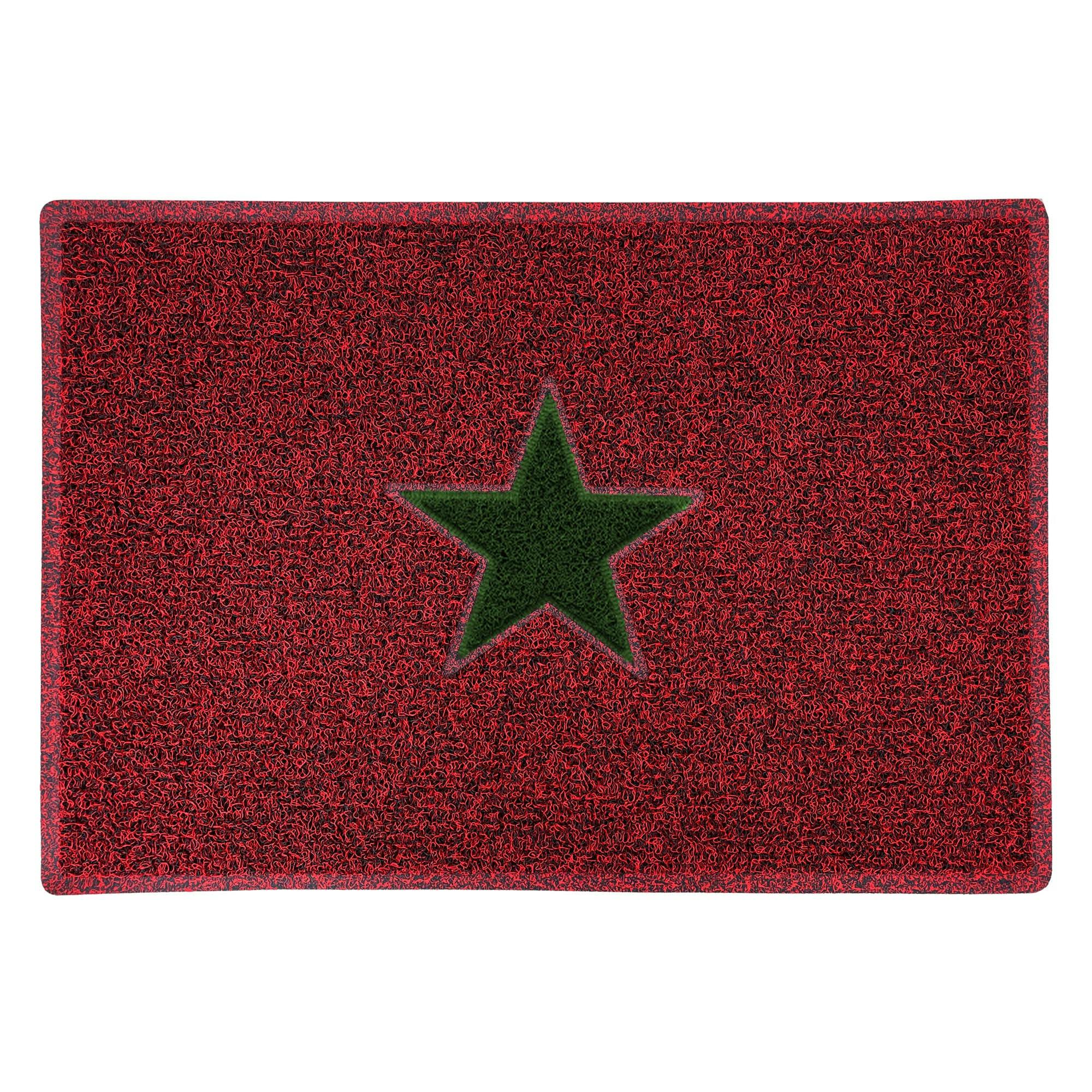 Rackhams Red/Green Christmas Star Pvc Spaghetti Doormat - & Design - 90Cm X 60Cm