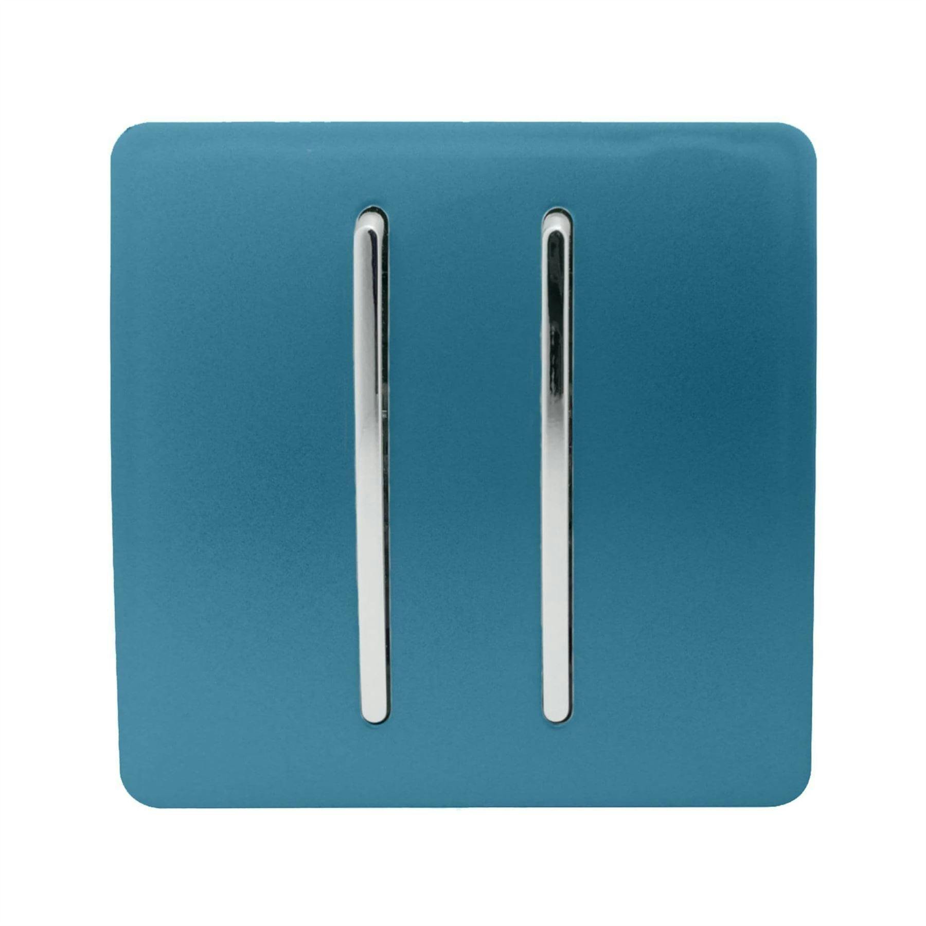 Trendi Switch Trendi 2 Gang 2 Way Artistic Modern Glossy 10 Amp Rocker Tactile Light Switch Ocean Blue - Image 6