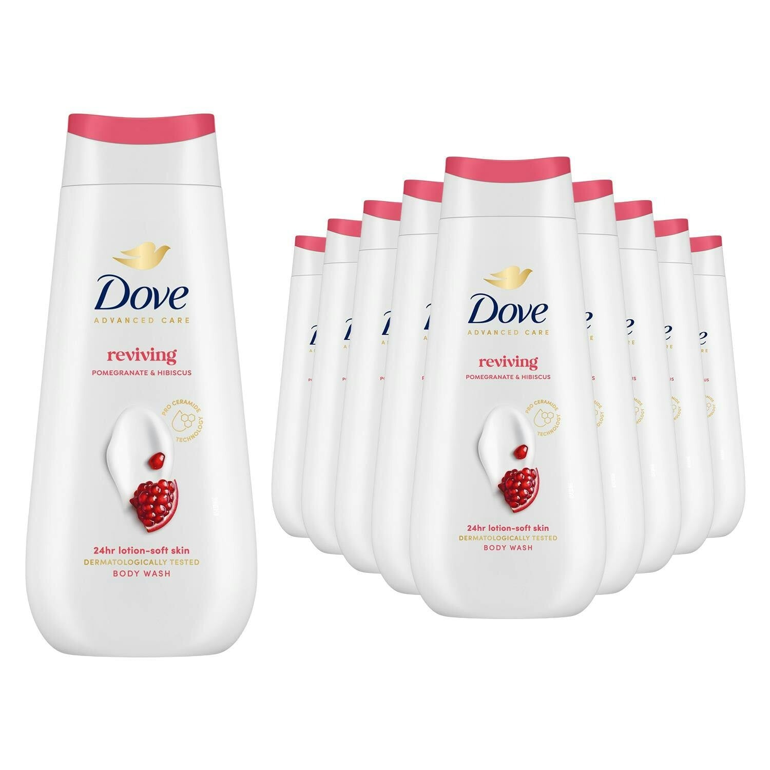 Dove Light Advanced Care Reviving Body Wash 24H Renewing Micromoisture, 10X225ml