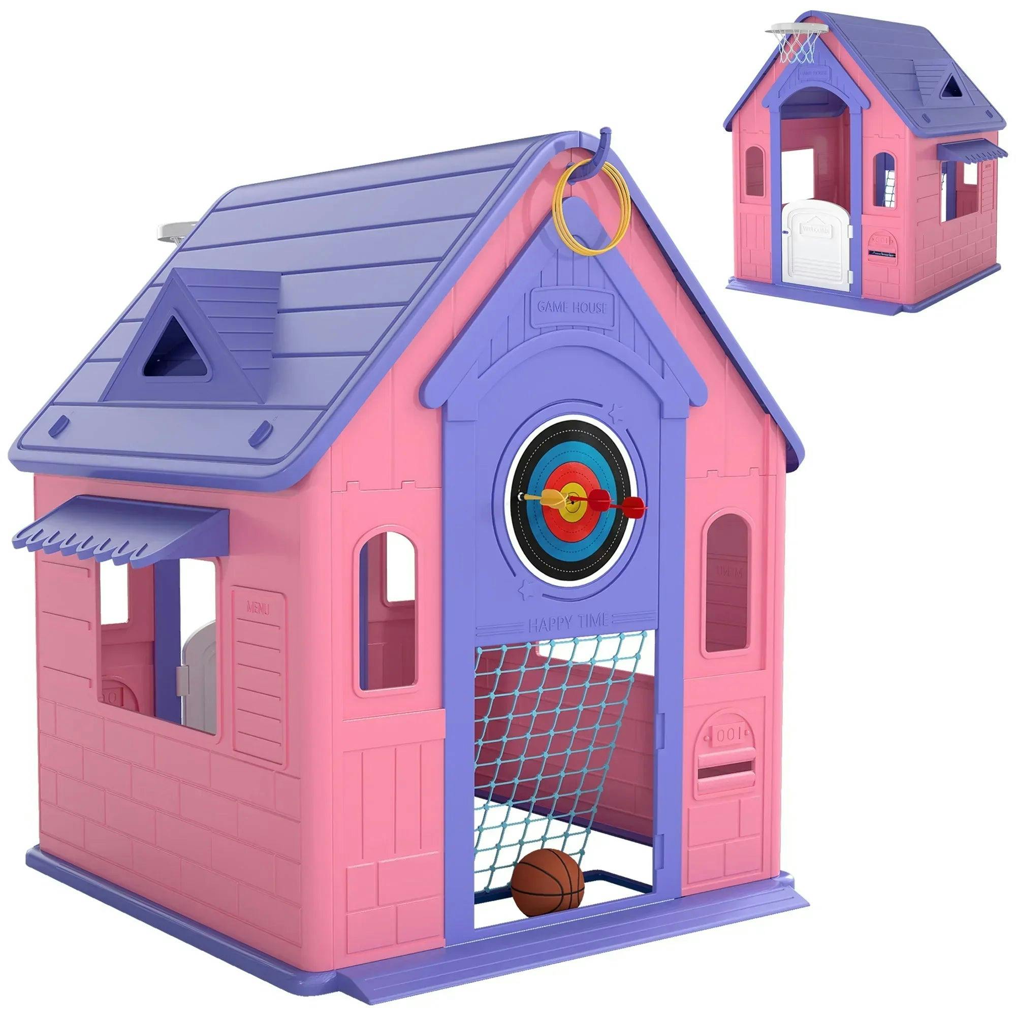 AIYAPLAY Playhouse For Kids Outdoor Indoor - 5 In 1 Garden House - Pink  | TJ Hughes - Image 7
