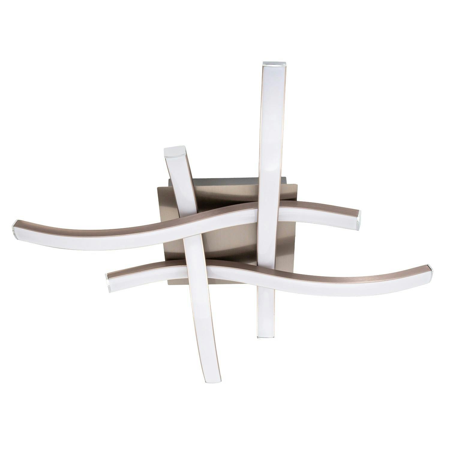 Happy Homewares White Modern Led Ceiling Lighting Fitting In Brushed Nickel With 4 Strips