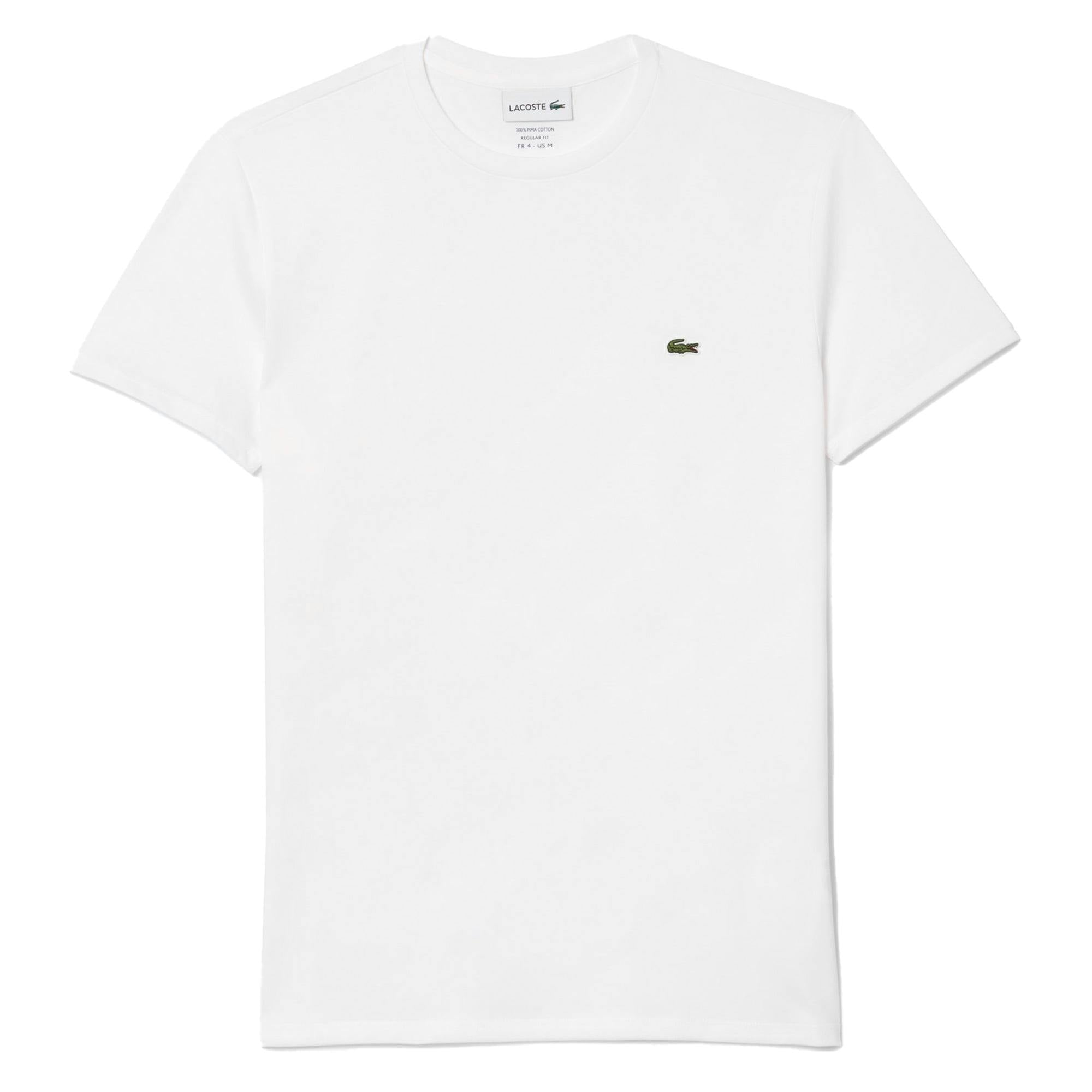 Lacoste White Cotton Pima Crew Neck T-Shirt - L