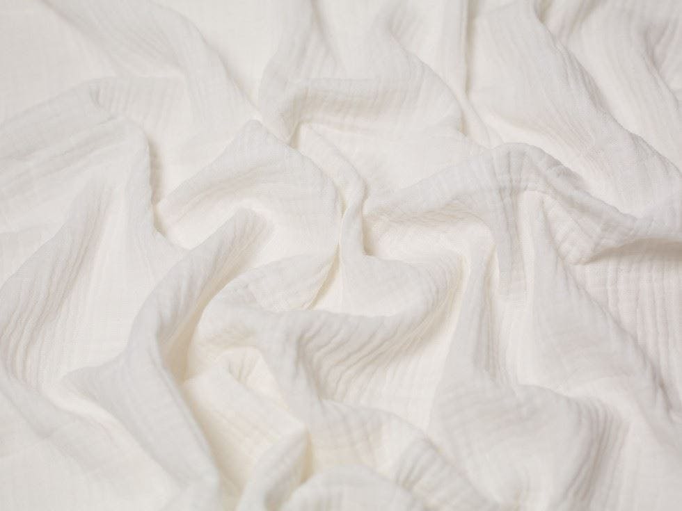 Minerva Core Range Ivory Minerva Cotton Double Gauze Fabric - Plain Design Dressmaking Fabric, 130 Cm / 52" Wide - Per Metre