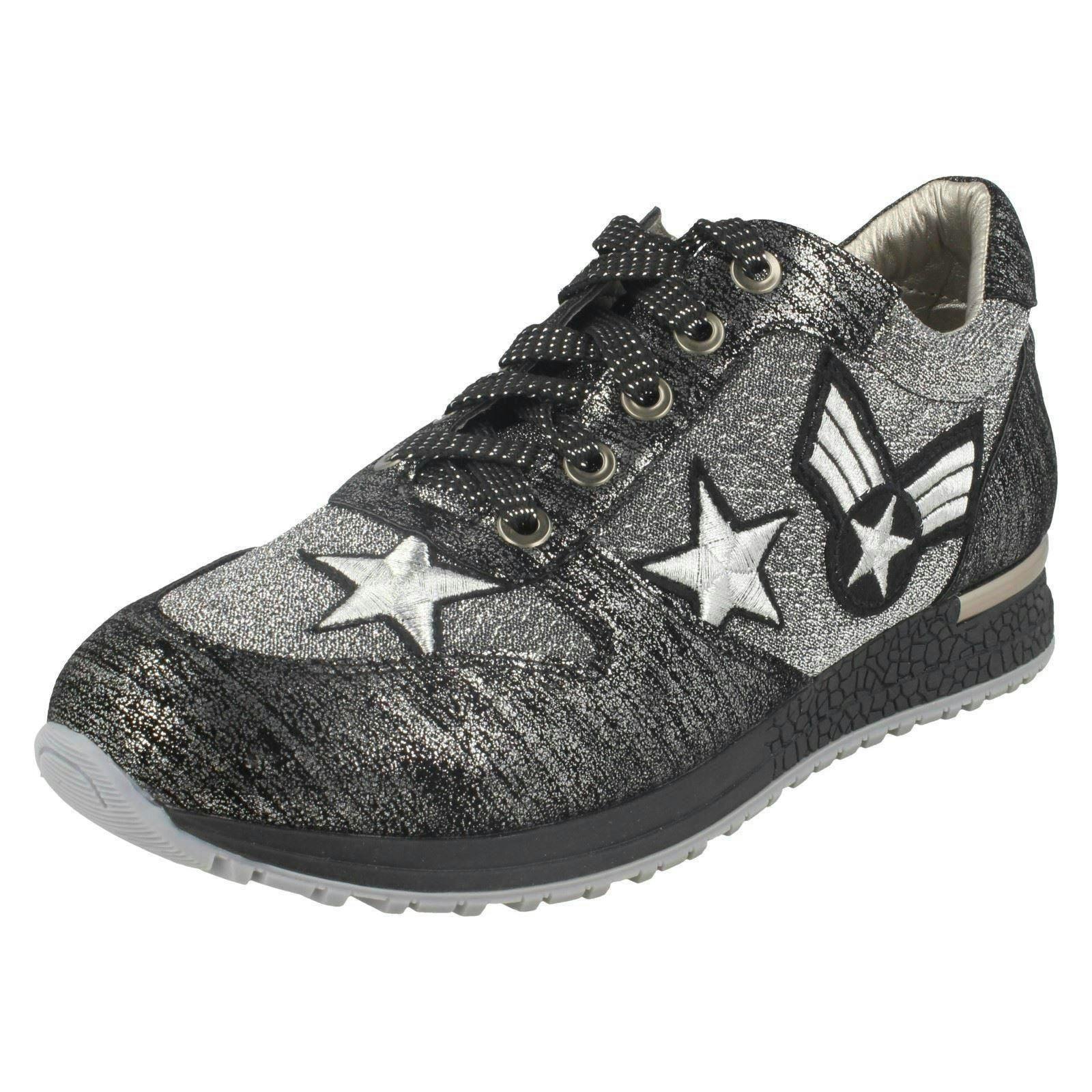 Spot On Women's Lace Up Trainers - Pewter - Uk 7