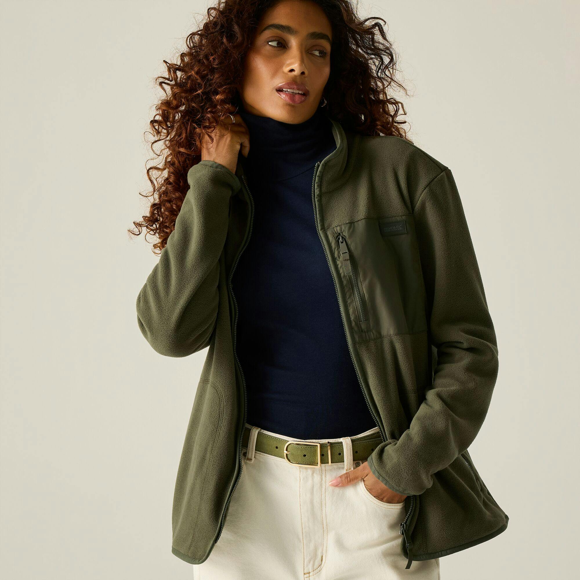 Regatta Women's Dark Frankie Full Zip Fleece - Khaki - 8 Uk - Khaki - 70% Polyester/30% Recycled Polyester