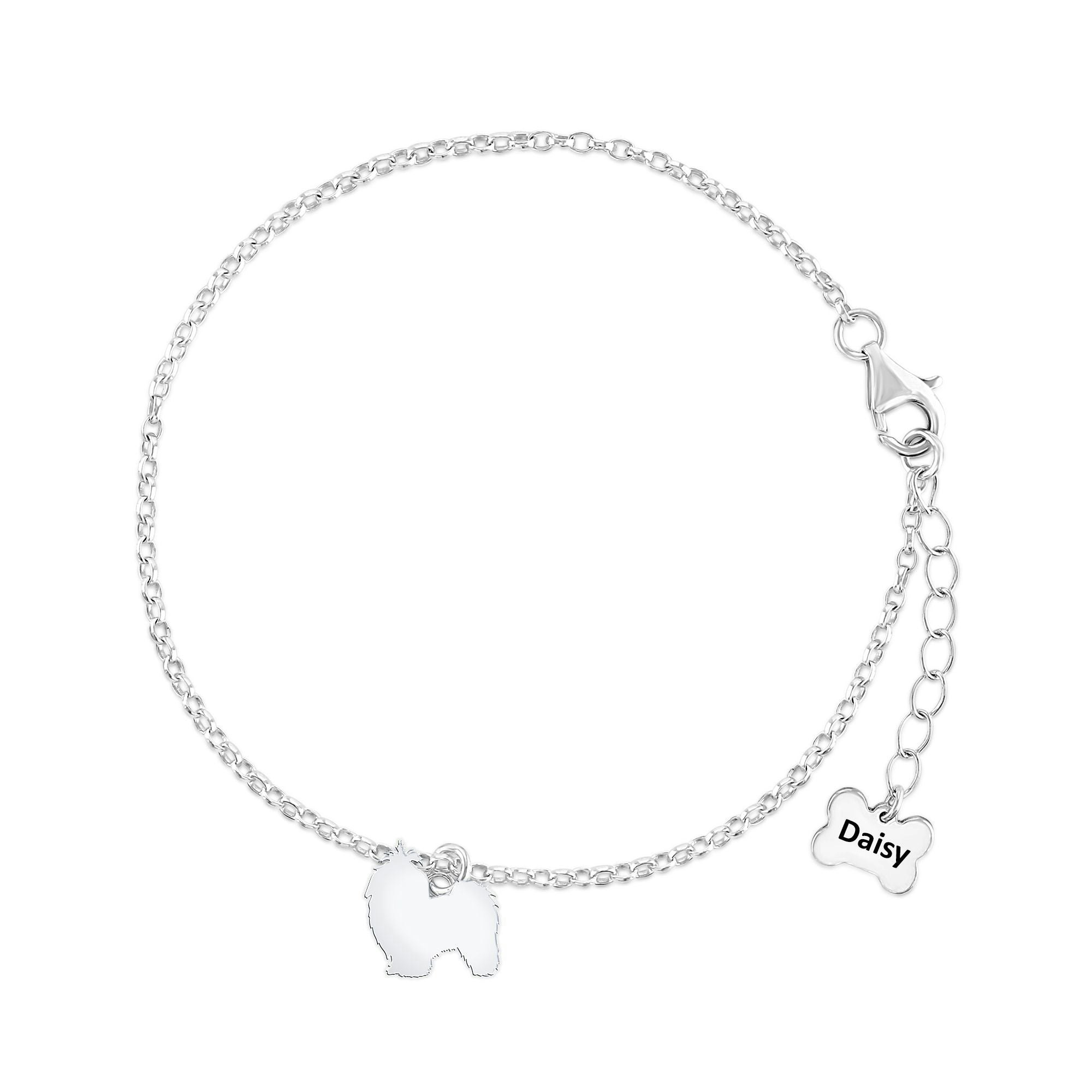 Mylee London Silver Shih Tzu Silhouette Chain Bracelet - Personalised - No