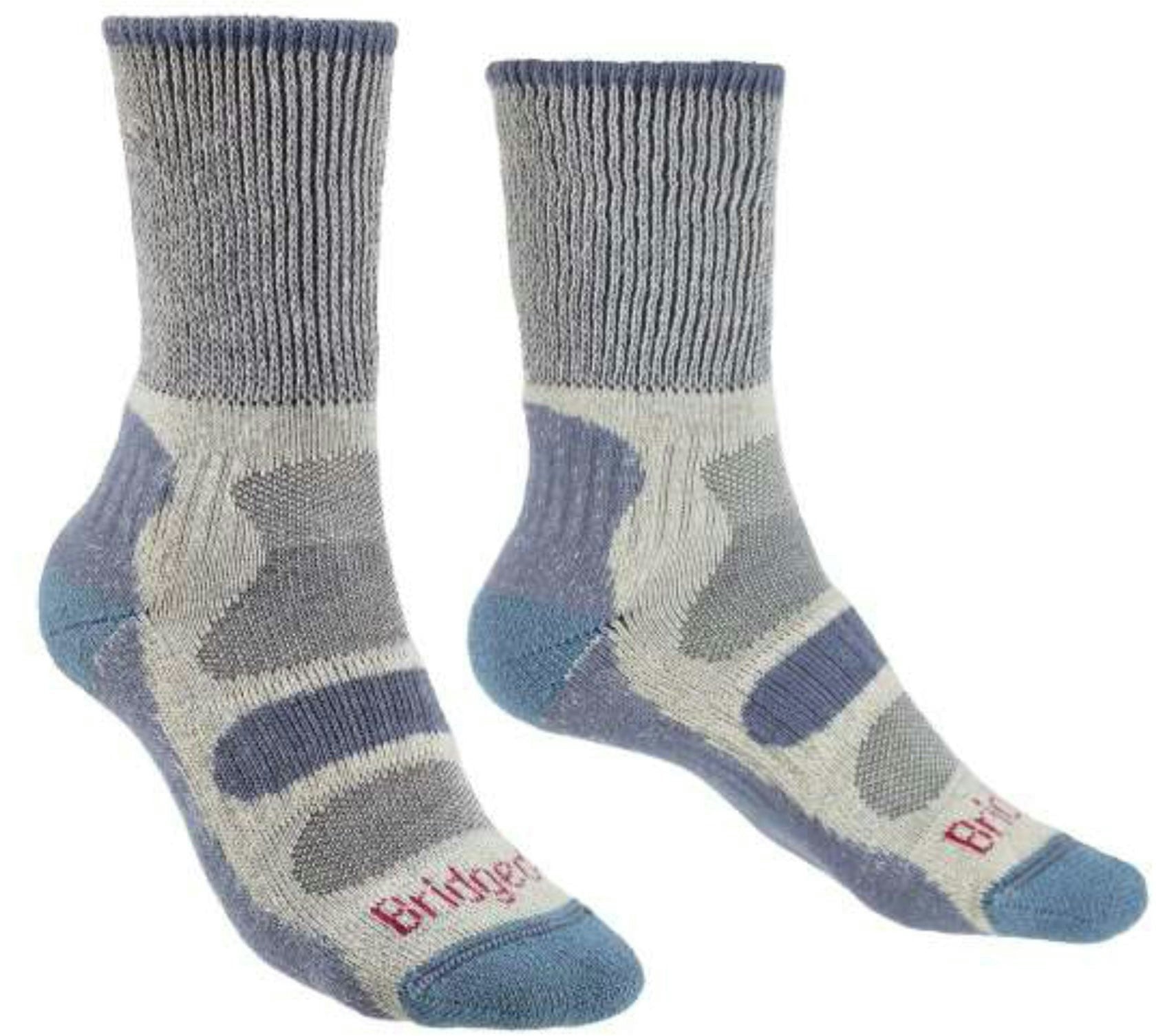 Bridgedale Women's Blue Socks Coolmax Comfort Lightweight Cotton Crew Hiking Socks {Br-710616} - Smoke - Medium