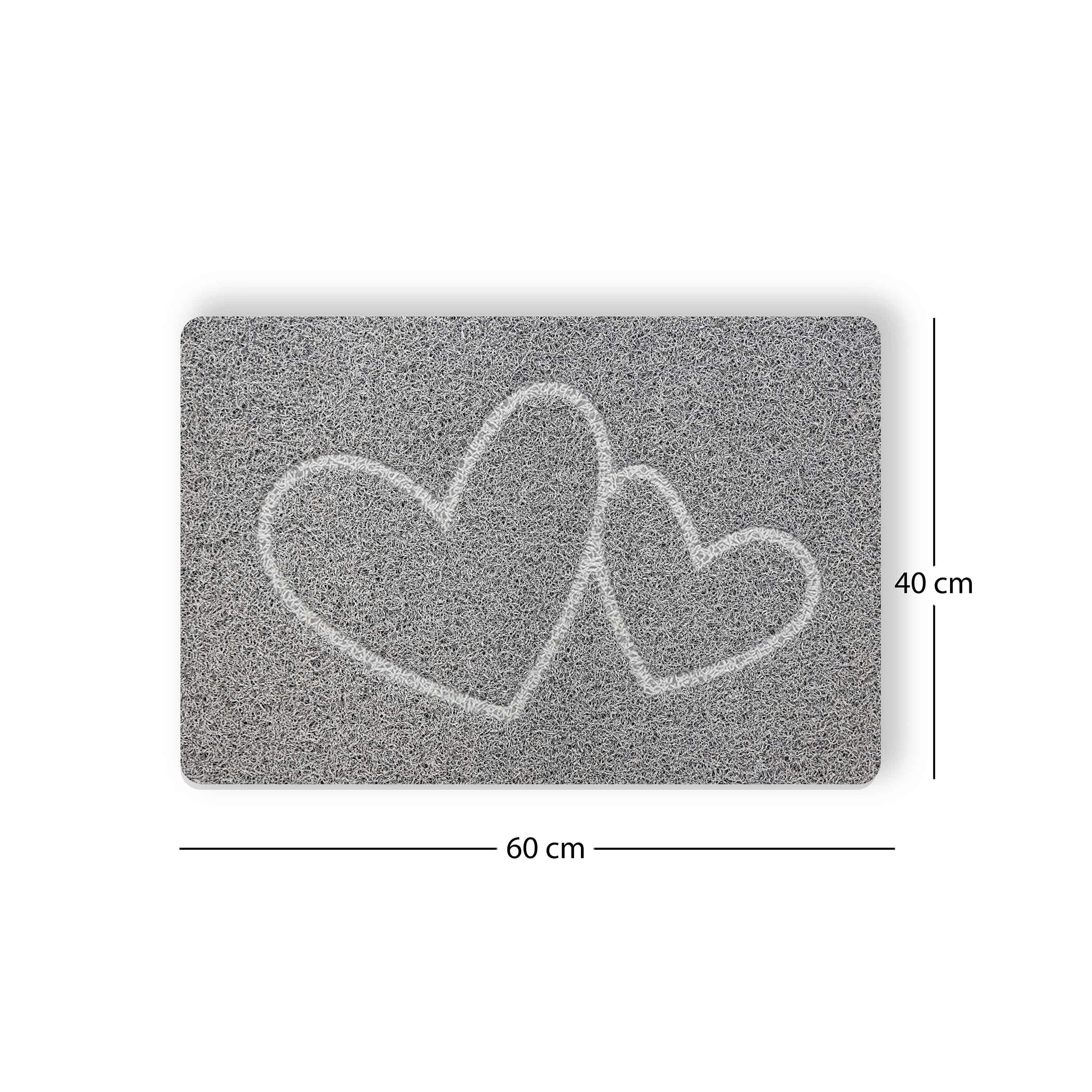 Rackhams Embossed Spaghetti Loofah Anti Slip Shower Mat - Double Heart - Rectangular 60X40cm