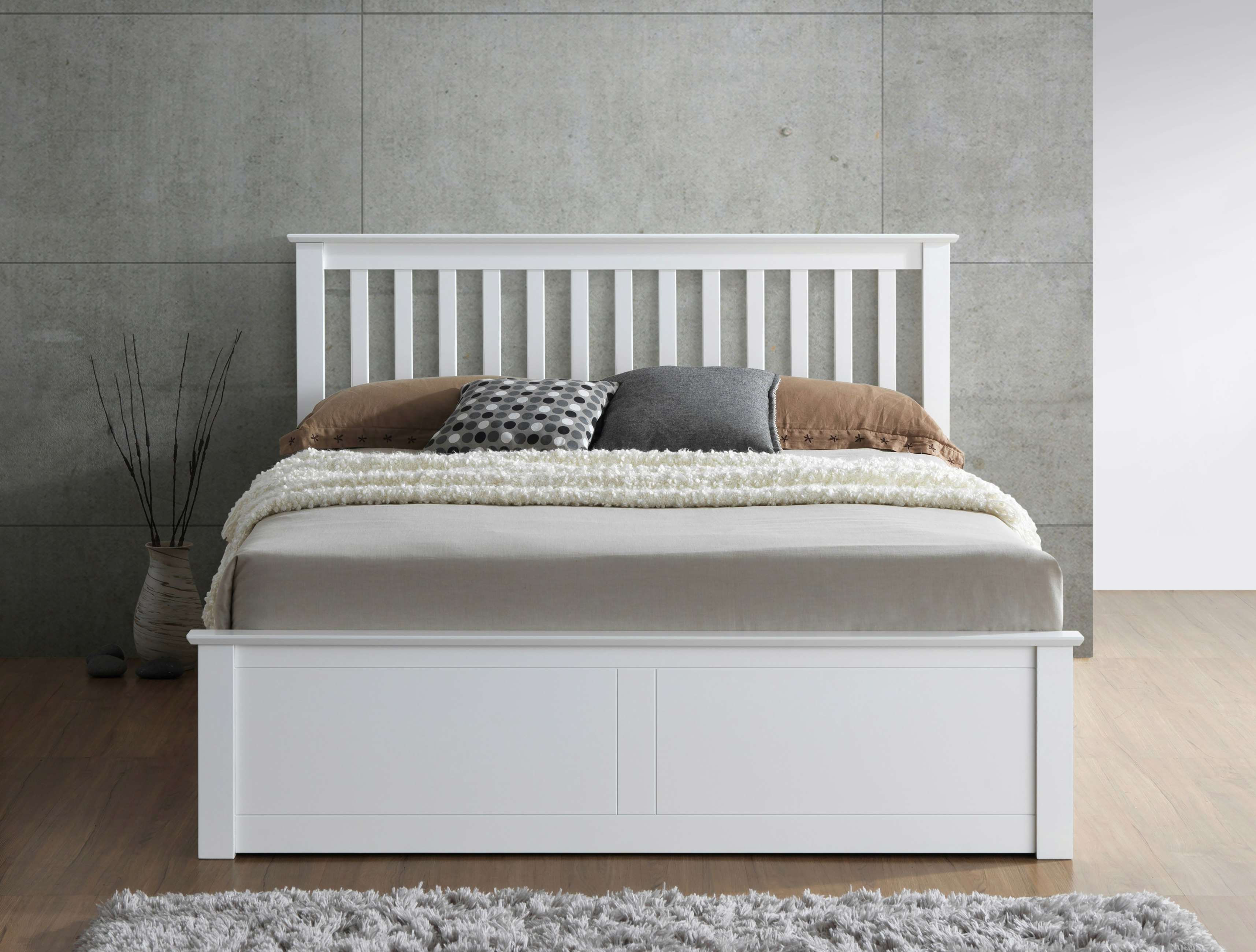 Bedmaster White Malmo Wooden Ottoman Bed - King Size