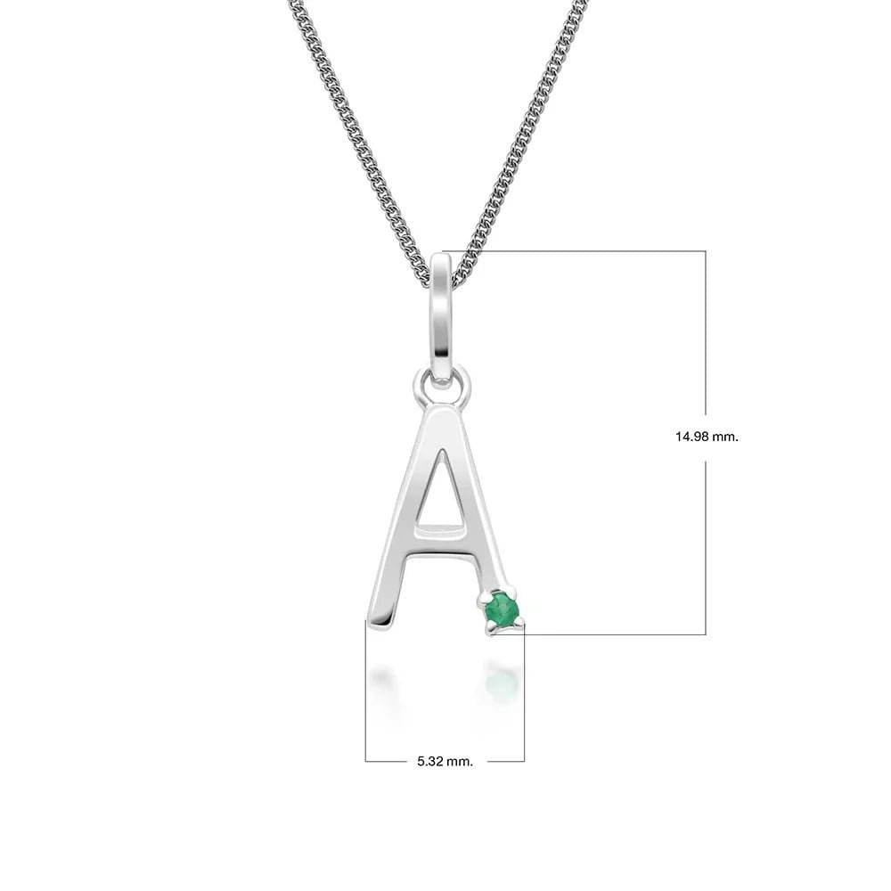 Gemondo White/Gold Initial Emerald Letter Charm Necklace In 9Ct - A
