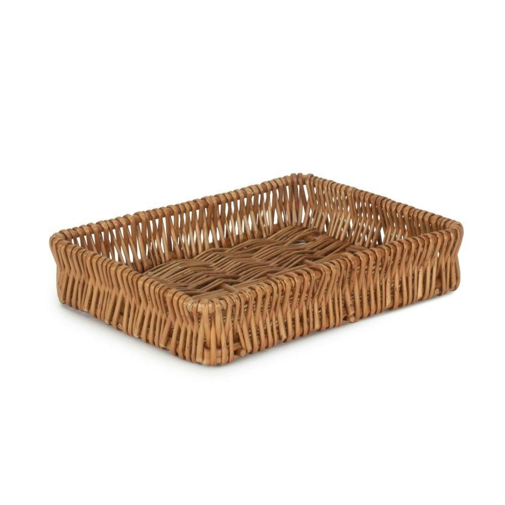 Red Hamper Shallow Wicker Serving Tray - Medium