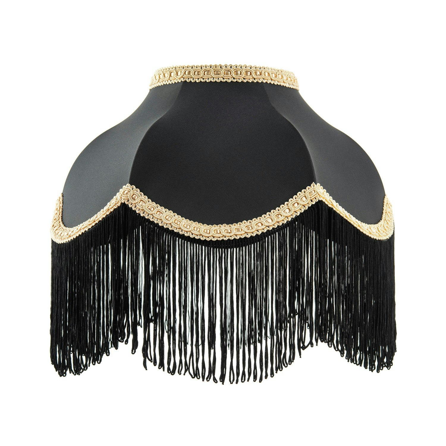 Rackhams Black/Gold Victorian Designed Empire Lampshade In Faux Silk With Trims