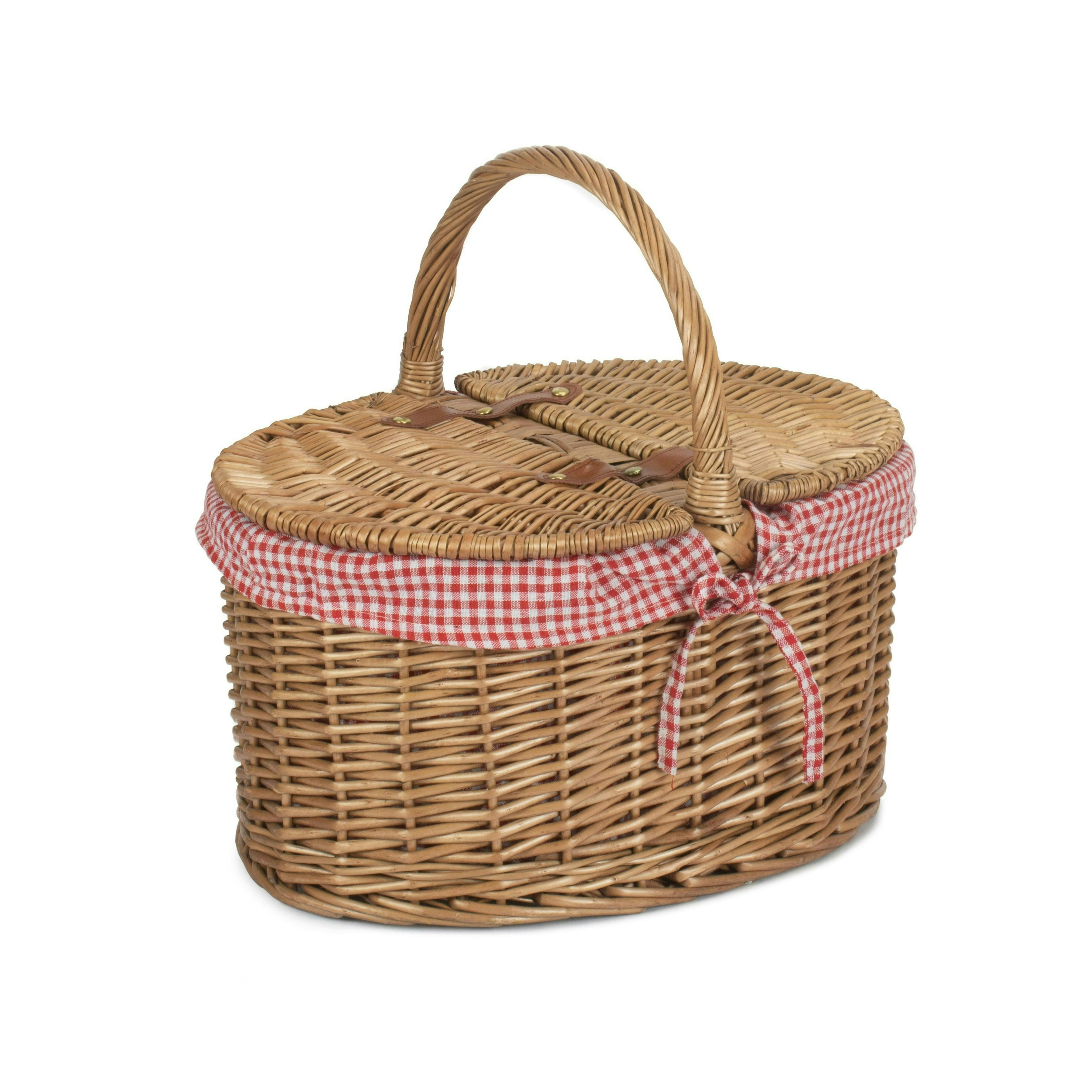 Red Hamper Red/Light Hamper Large Steamed Oval Butterfly Lidded Wicker Picnic Basket - Checked