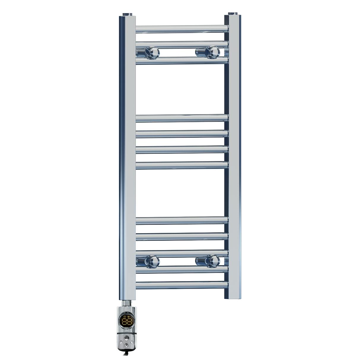 Myhomeware 400 X 700 Mm Chrome Electric Bathroom Towel Rail Radiator Heater With Af Thermostatic Electric Element Pre-Filled