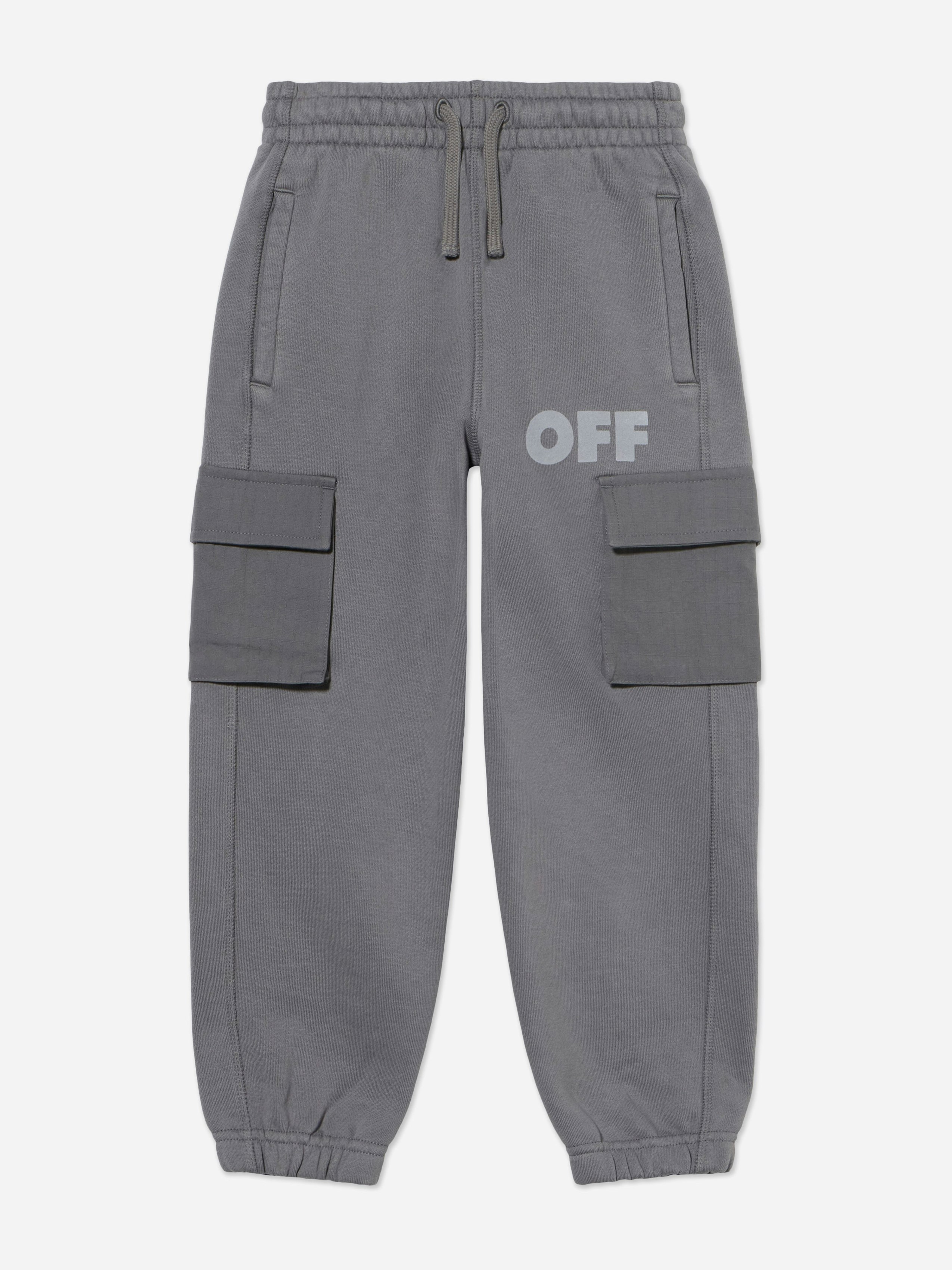 Off-White Boys White/Grey Off- Garment Dyed Cargo Joggers In - 4 Yrs