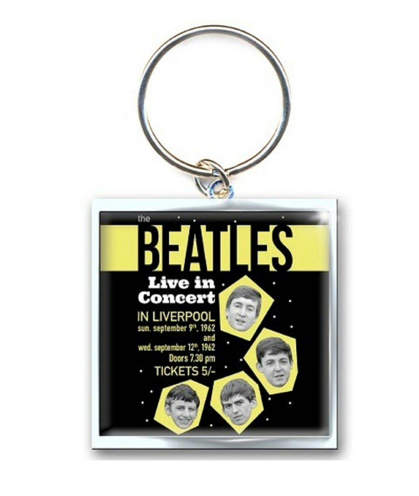 Paradiso Clothing Silver The Beatles Keyring Live In Concert 1962 Poster Keychain