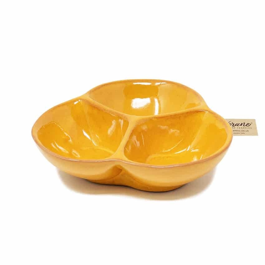 Verano Spanish Ceramics Orange Selena - Snack Trio Dish (Medium)