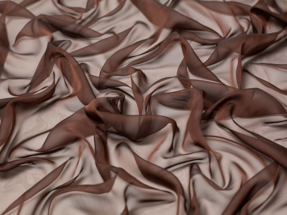 Minerva Core Range Brown Minerva Cationic Sheer Chiffon Fabric - Plain Design Dressmaking Fabric, 145 Cm / 58" Wide - Per Metre