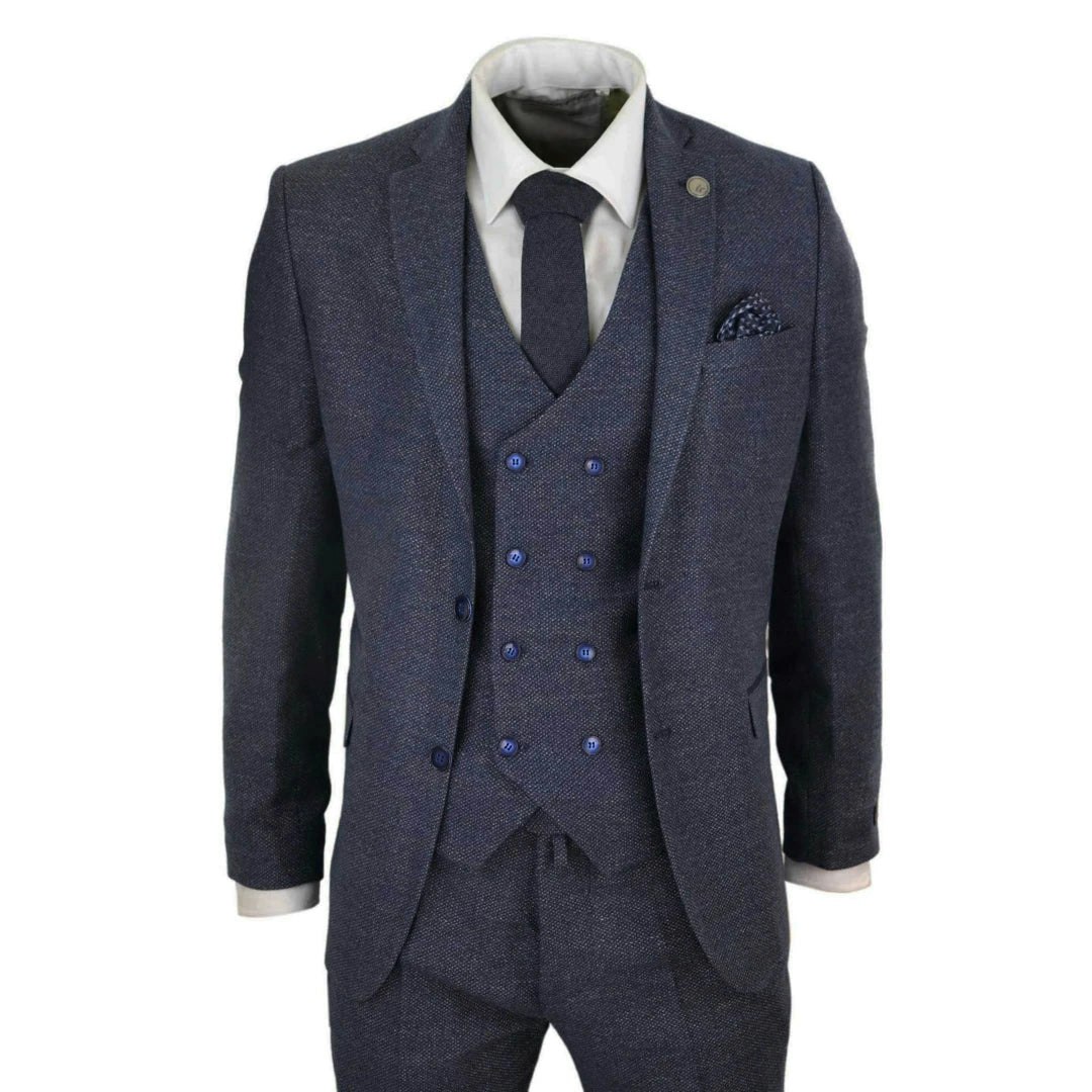 Truclothing Men's Stz33 - Wool 3 Piece Suit Double Breasted Waistcoat Tweed 1920S - 50" Jacket 44" Trousers