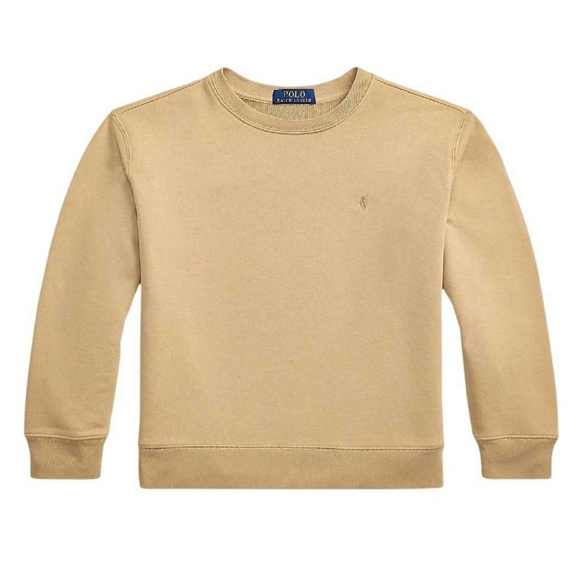 Ralph Lauren Kids Logo Ribbed Regular Sweatshirt - Vintage Khaki - 6 Years - Vintage Khaki - 87% Cotton/13% Polyester