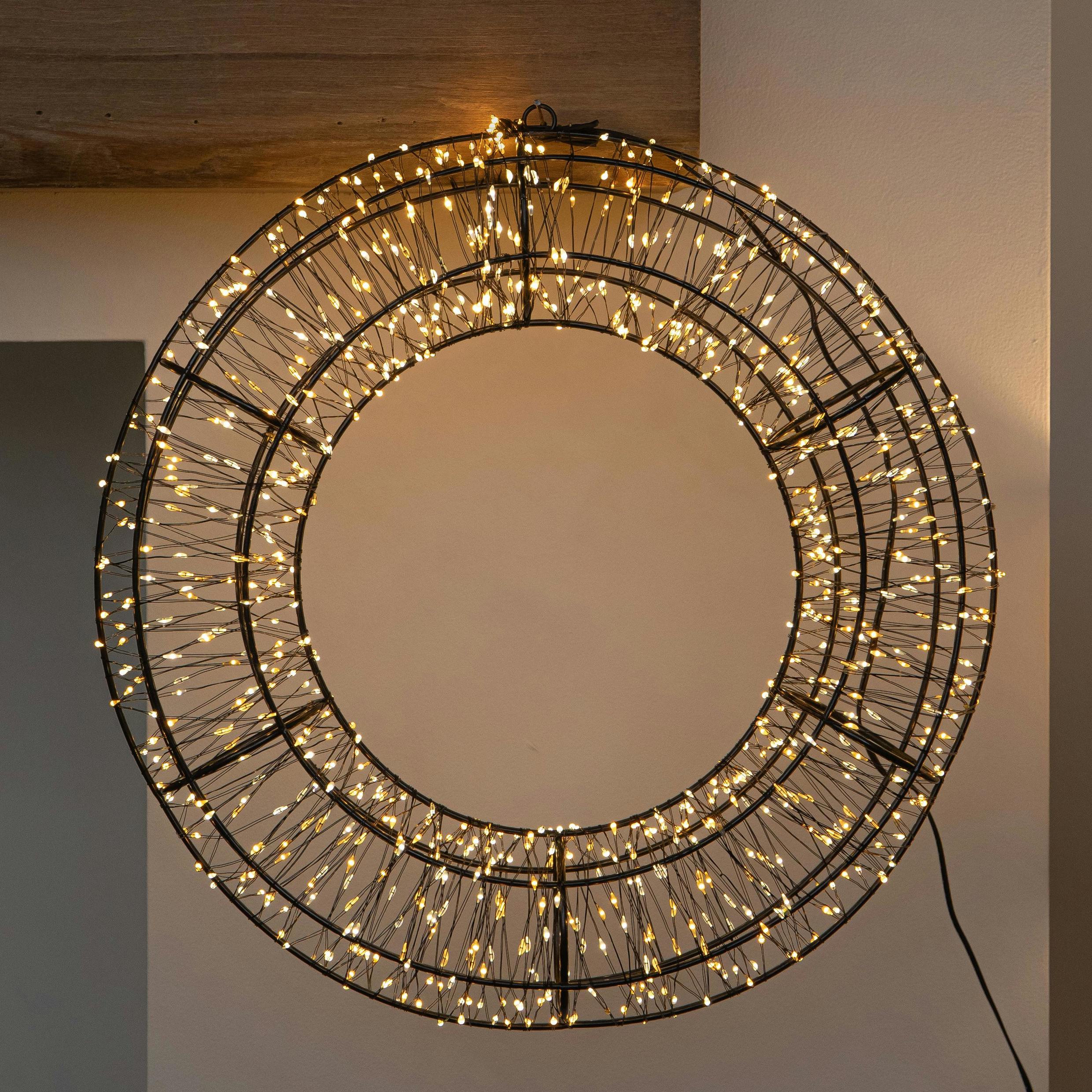 B&Q - 38Cm Light Up 3D Metal Christmas Wreath With 960 Warm White Leds - Image 3
