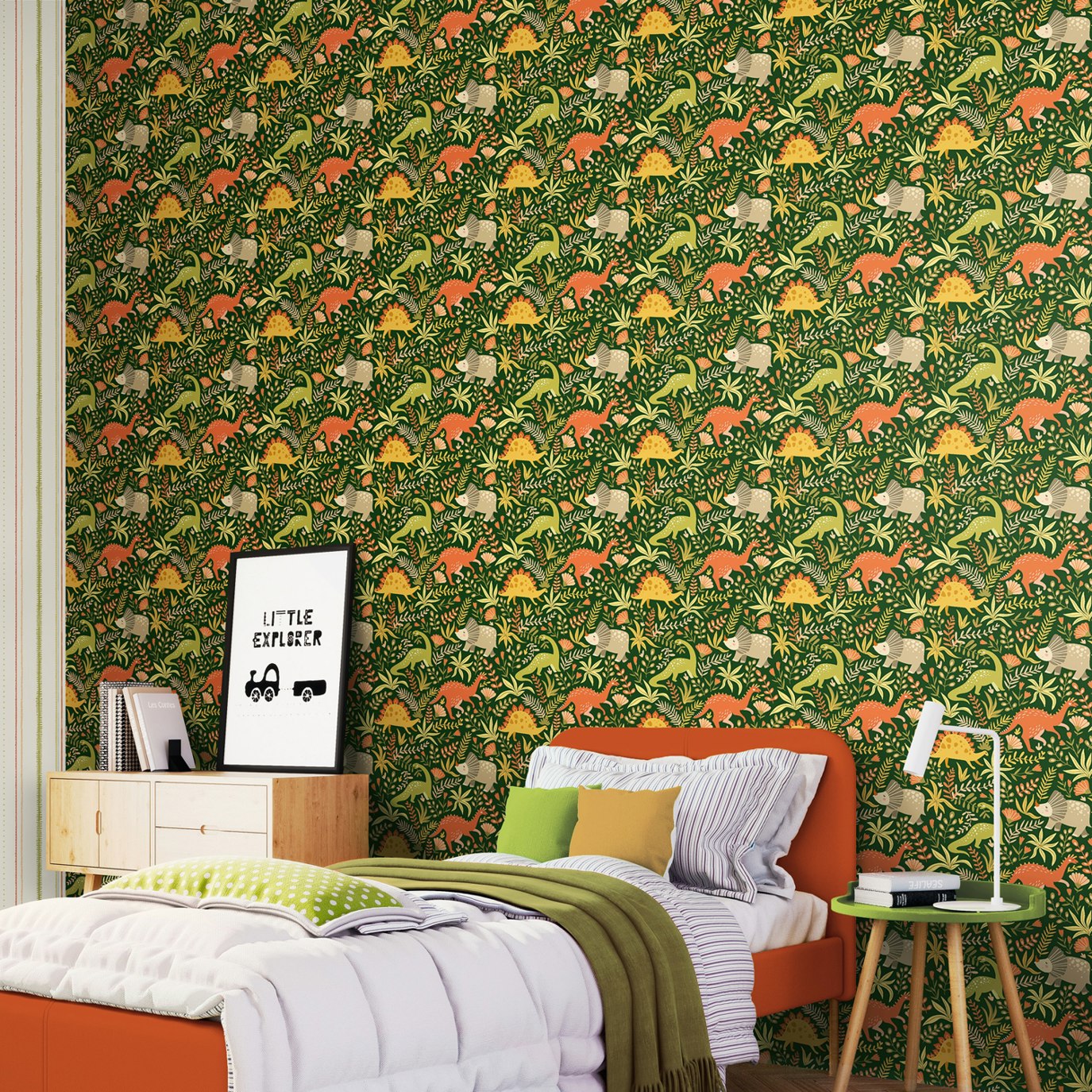 Rackhams Jurassic Party - Olive Jungle 10M Wallpaper - Olive Jungle