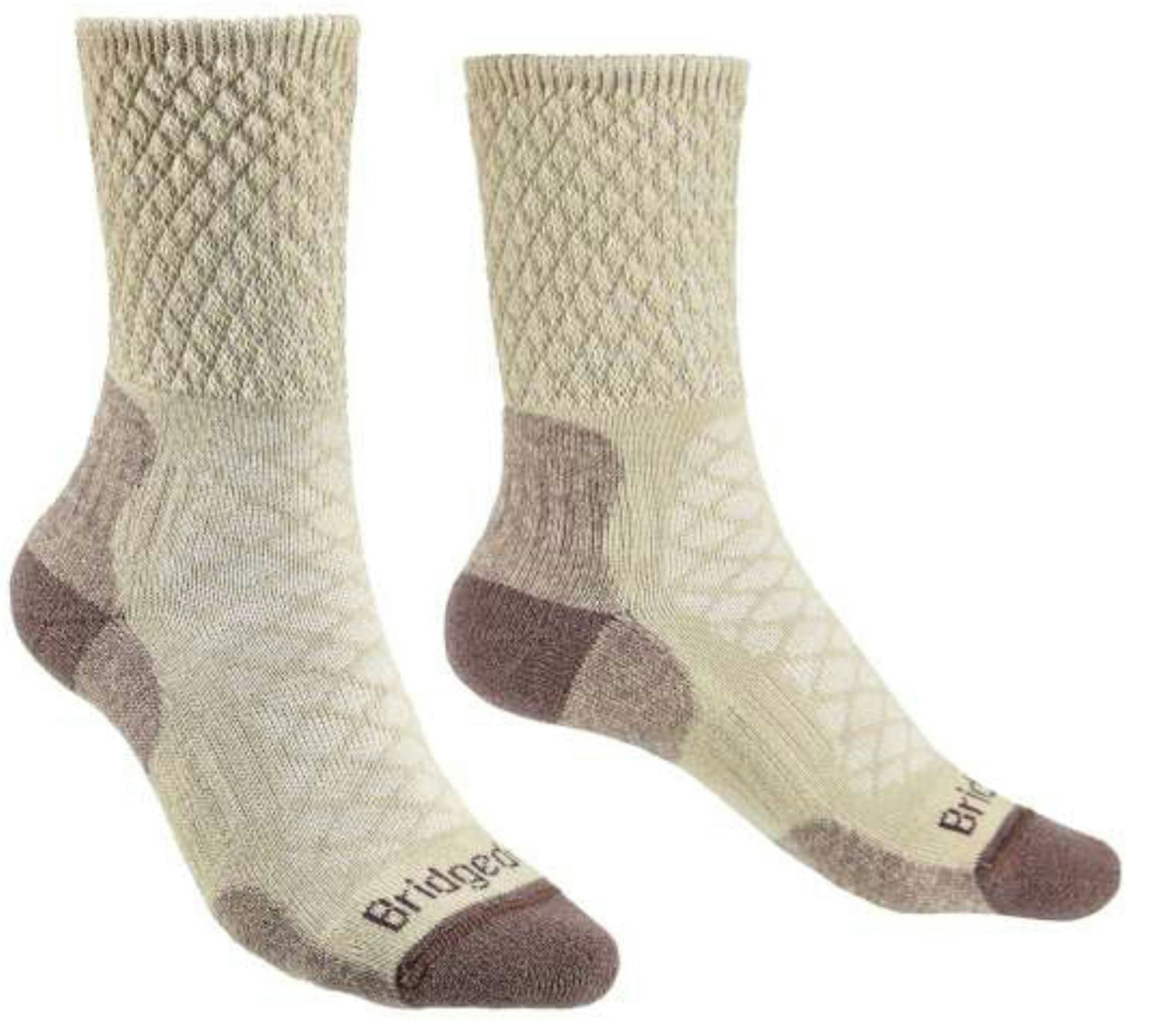 Bridgedale Women's Brown Comfort Lightweight Merino Crew Hiking Socks {Br-710619} - Natural Sand/Earth - Medium