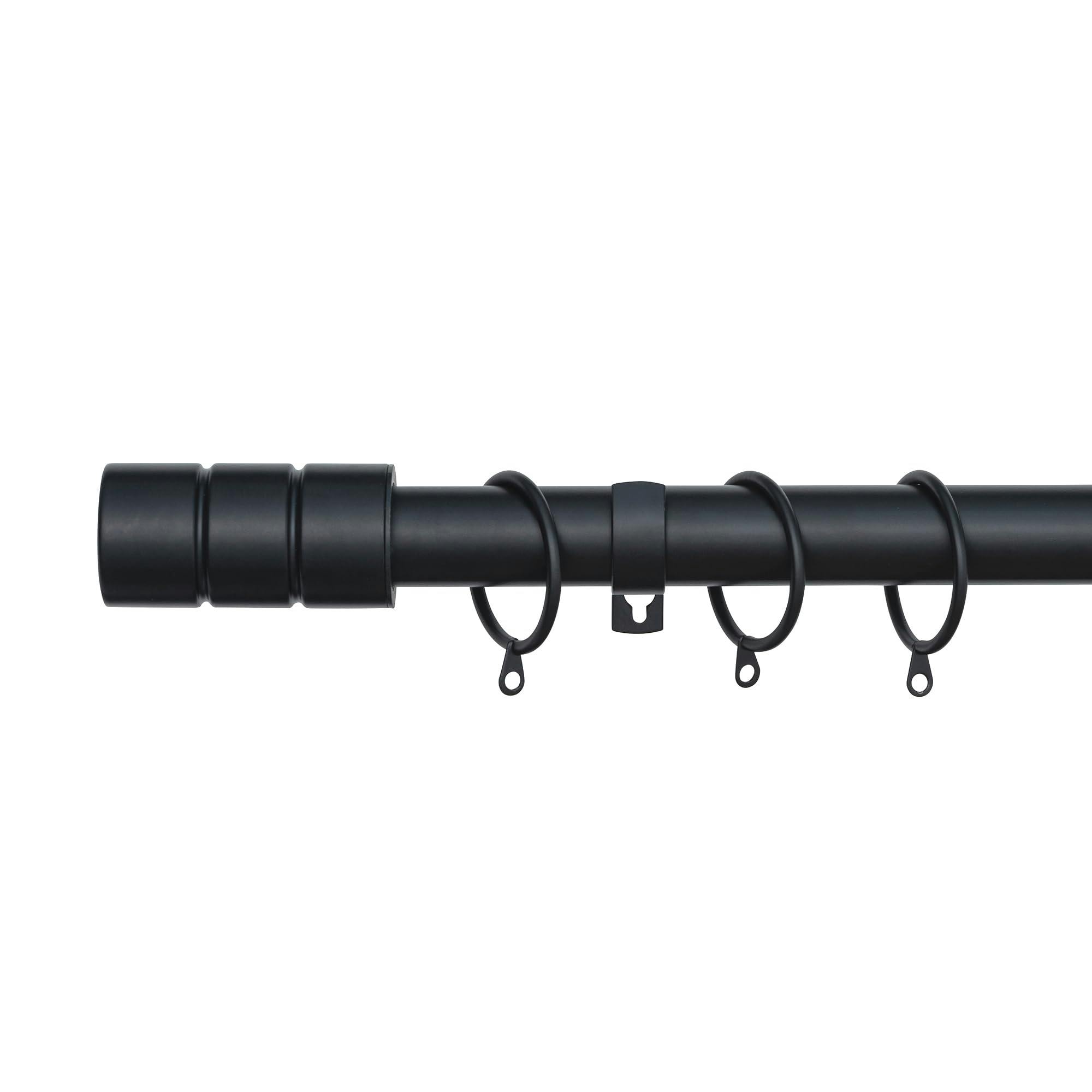 A.unique Home Plain Barrel Metal Extendable Curtain Pole With Rings And Fittings, (25/28Mm) (Matte Black, 180Cm - 340Cm), Black - Image 3