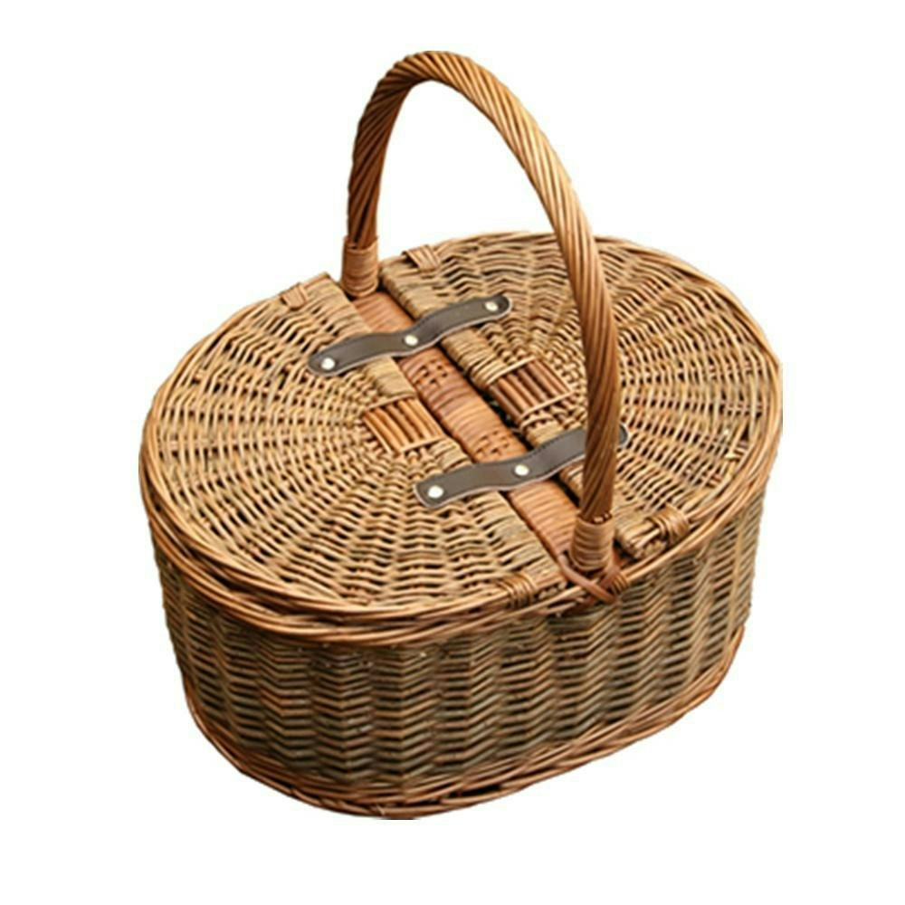 Rackhams Red Two Tone Oval Picnic 2 Lids Empty Picnic Basket