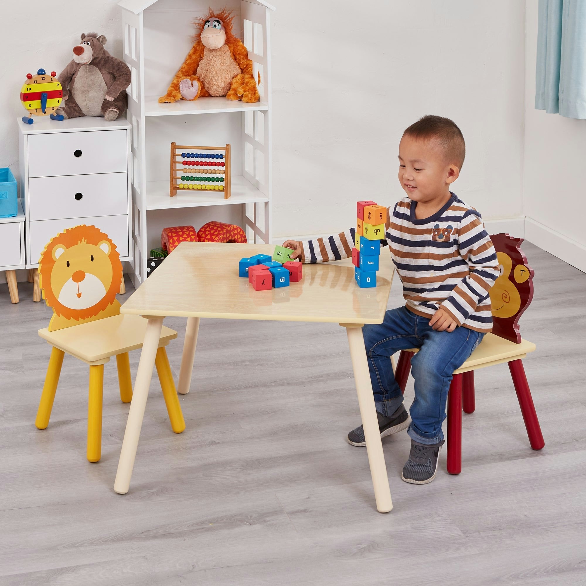 Liberty House Toys Jungle Table And Two Chairs Set - Natural