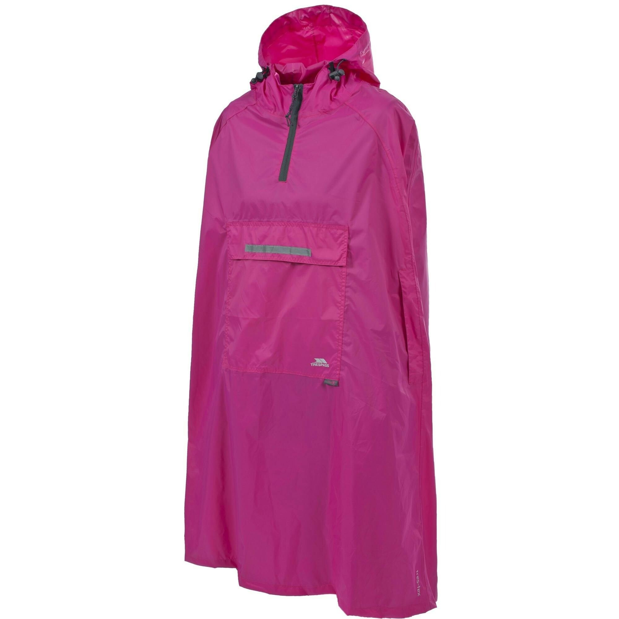 Trespass Men's Dark Pink Qikpac Hooded Waterproof Packaway Poncho In | : Small - Image 2