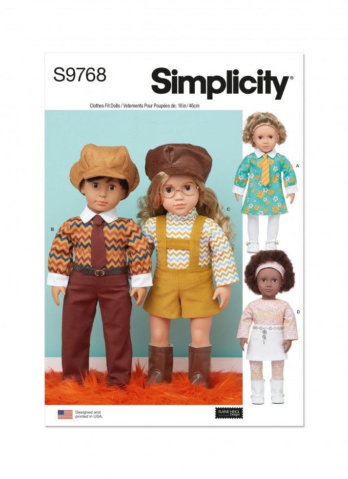 Simplicity Sewing Pattern 9768, Doll Clothes One Size - Intermediate - One Size