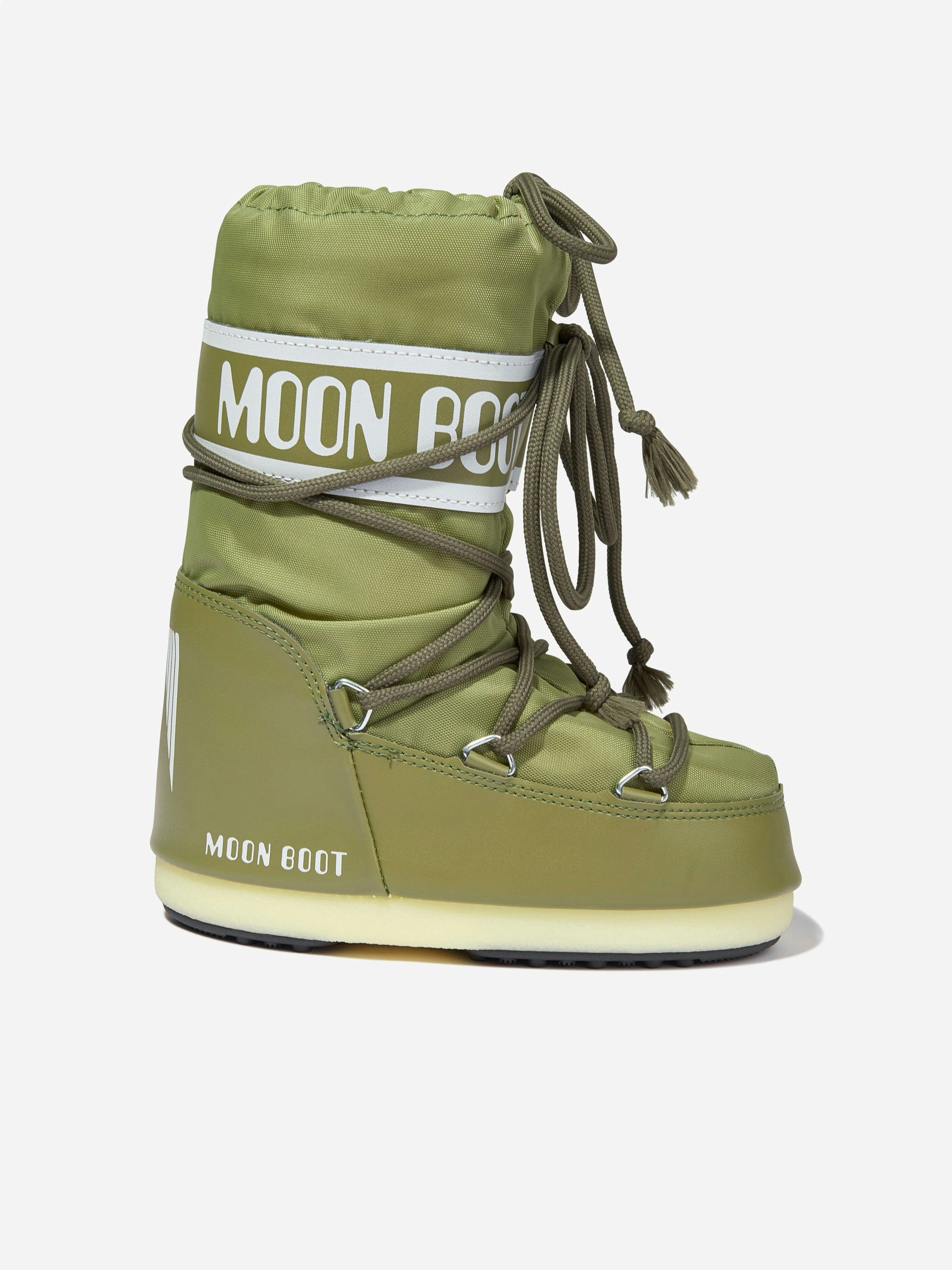 Moon Boot Boys Green Kids Icon Nylon Snow Boots In - Eu 23 - 26