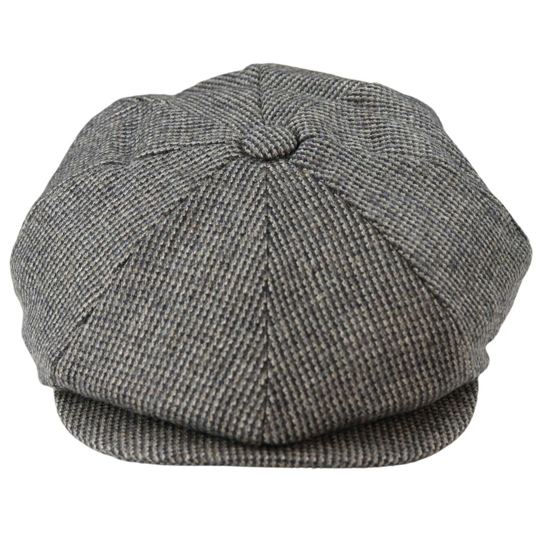 Major Men's Grey 8 Panel Razor Baker Boy Hat Wool Tweed Shelby Newsboy Flat Cap - S/M