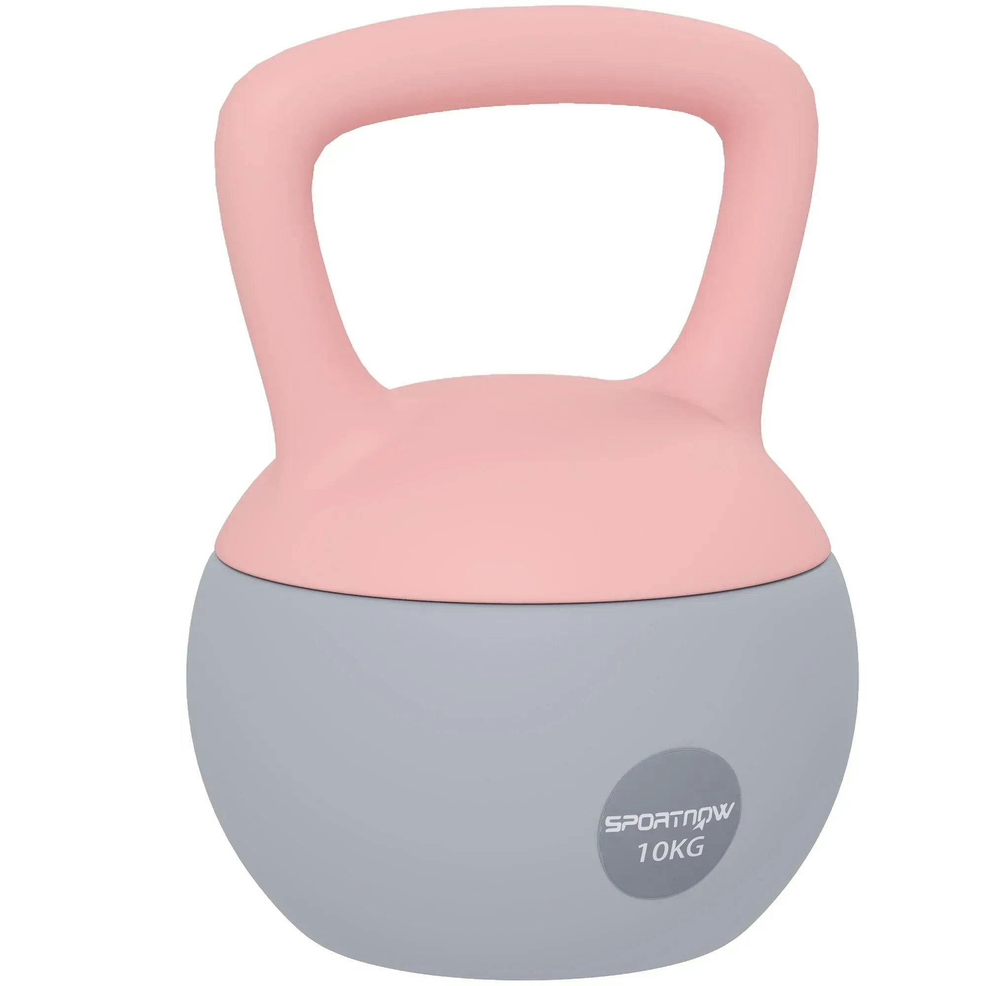 Bobobiy Pink/Grey Sportnow 10Kg Soft Kettlebell, Kettlebell With Non-Slip Handle For Home Gym, Weight Lifting, Strength Training,