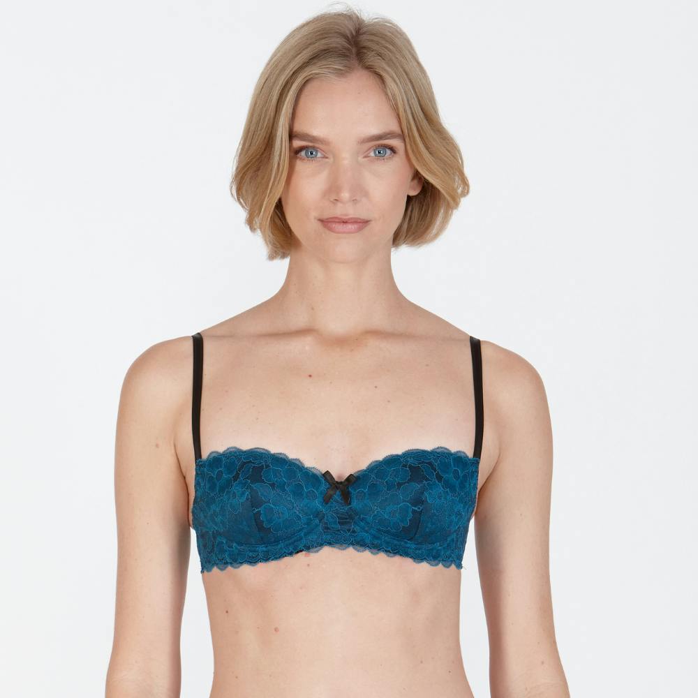 Little Women Women's Blue Little Gabbie Non Wired Fixed Padded Balconette Bra - 36Aa
