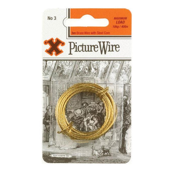 X Brass Picture Wire No 3 Solid 3M Blister Pack - One Colour - One Size - One Colour