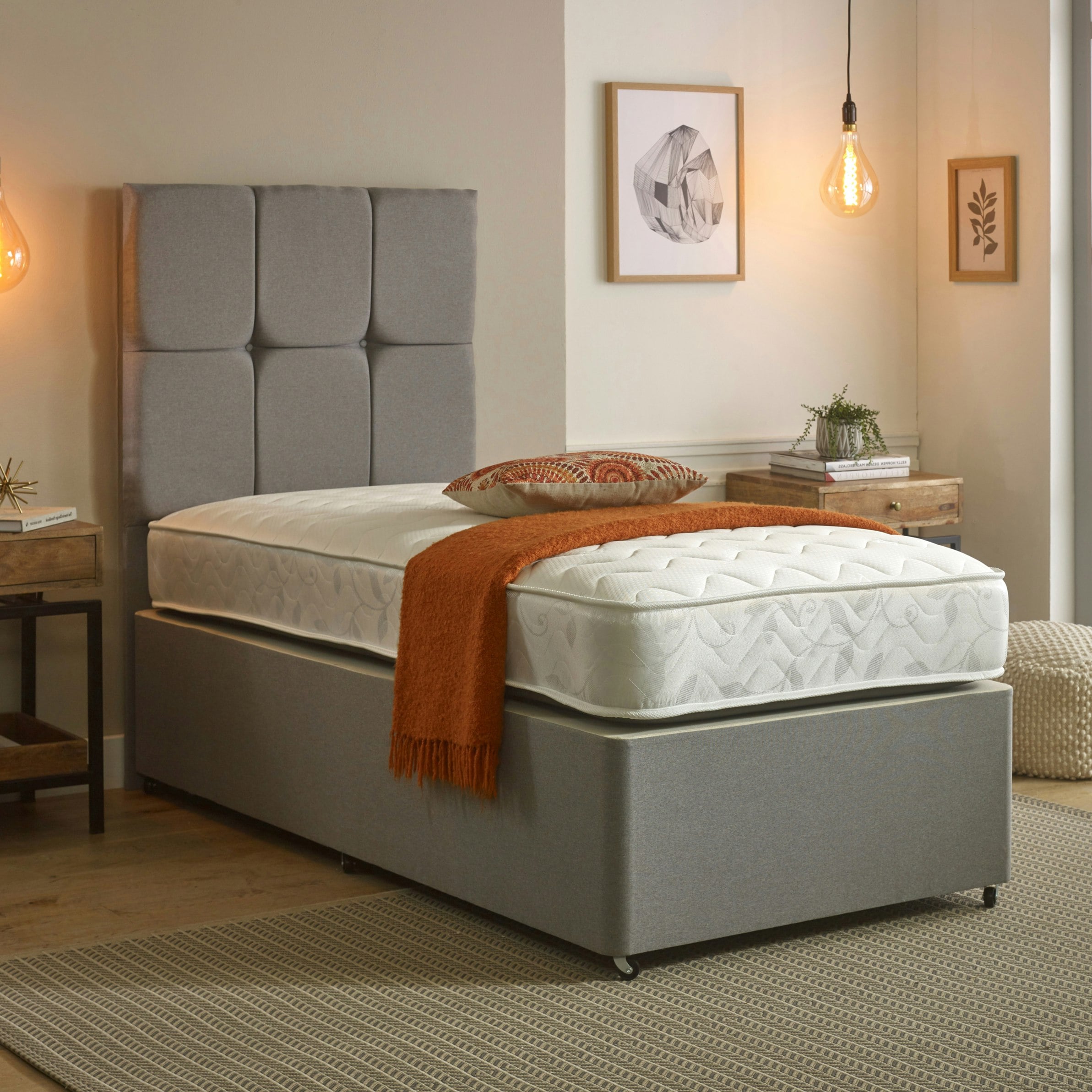 Rackhams White Close Wave Hybrid Mattress - 20Cm Deep, Deep Quilted Soft Sleep Surface - 1 - European Single Mattress (90Cm X 200Cm)