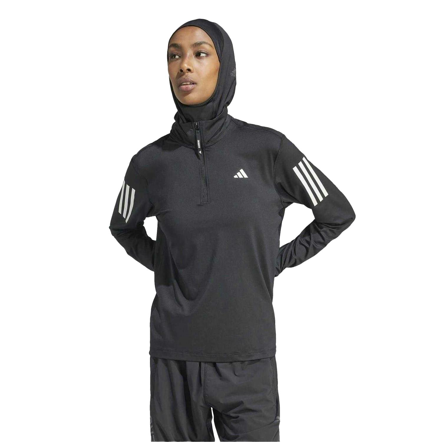 Adidas Women's Black Own The Run Half Zip Top - 8 Uk - 91% Recycled Polyester/9% Elastane