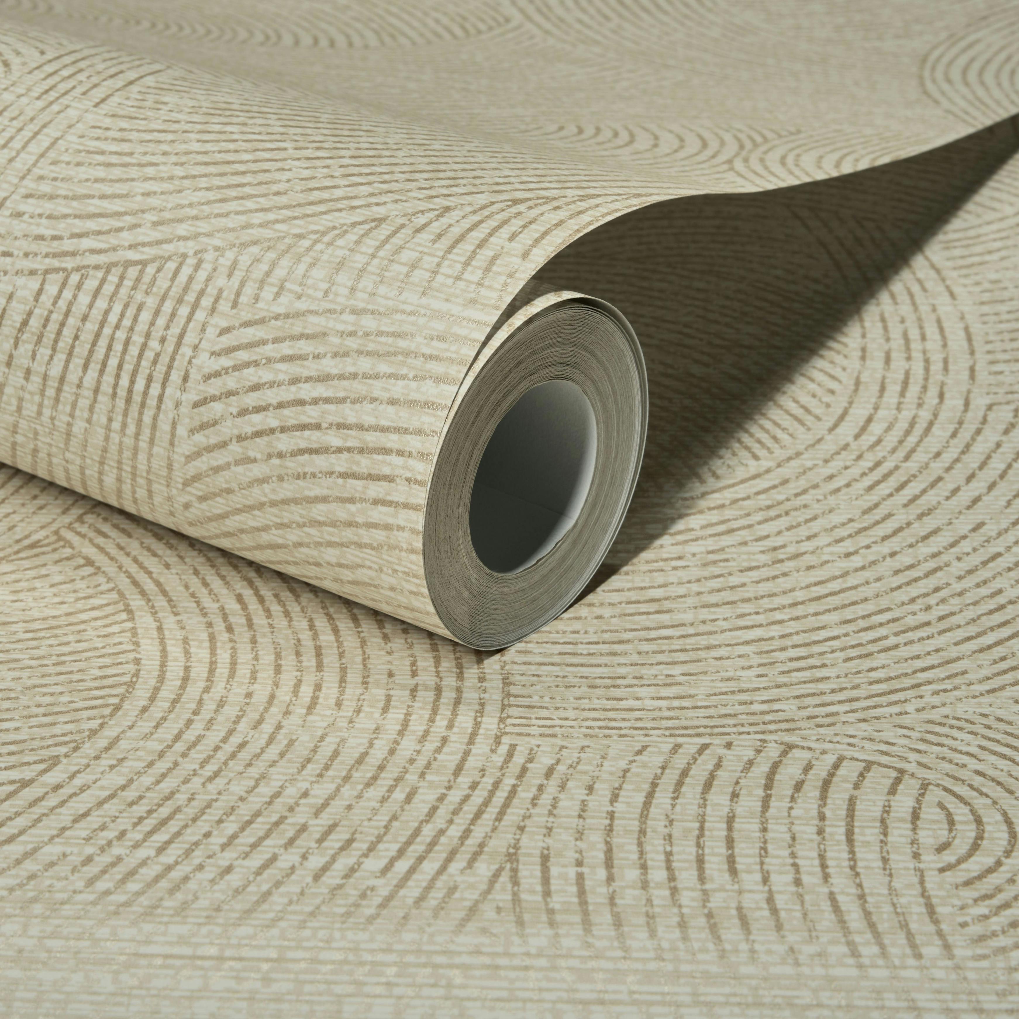 Grandeco Beige Boutique Organic Maze Swirl Pvc-Free Eco Wallpaper,