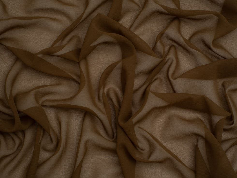 Minerva Light Core Range Sheer Chiffon Fabric - Plain Design Dressmaking Fabric, 110 Cm / 44" Wide - Per Metre - Tobacco