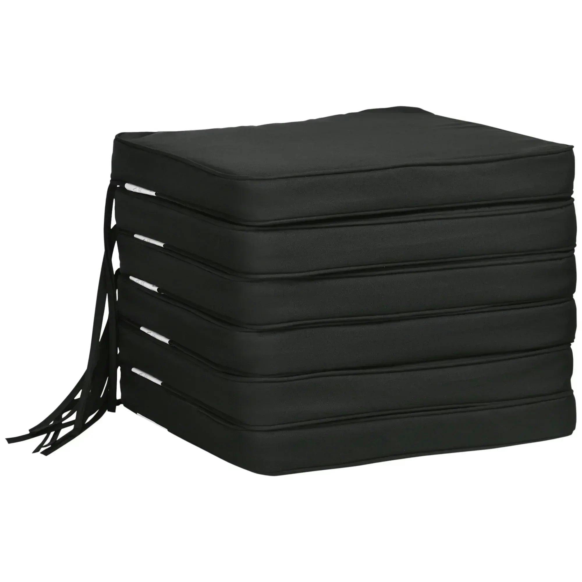 Bobobiy Black Set Of 6 Chair Cushion Seat Pads Dining Chair W/ Straps Indoor Outdoor Removable Tie On Garden Patio