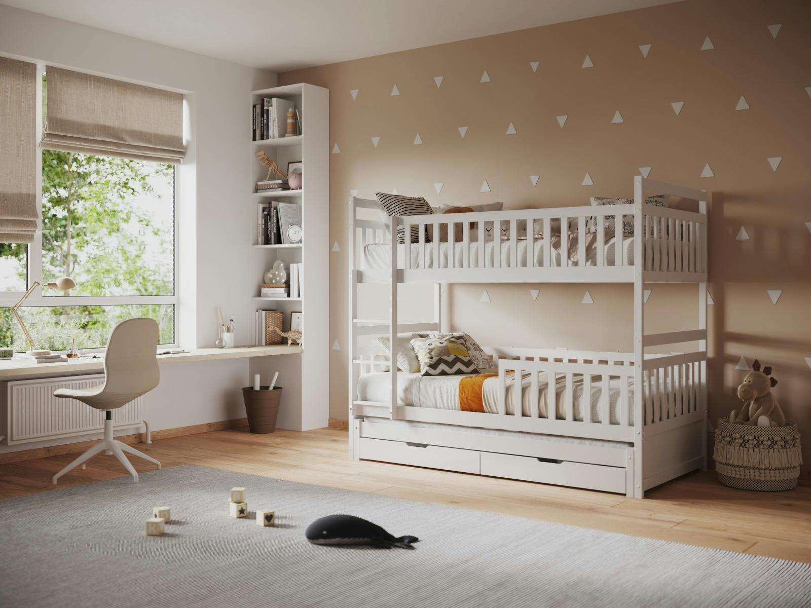 Rackhams White Elvis Bunk Bed With Trundle And Drawers